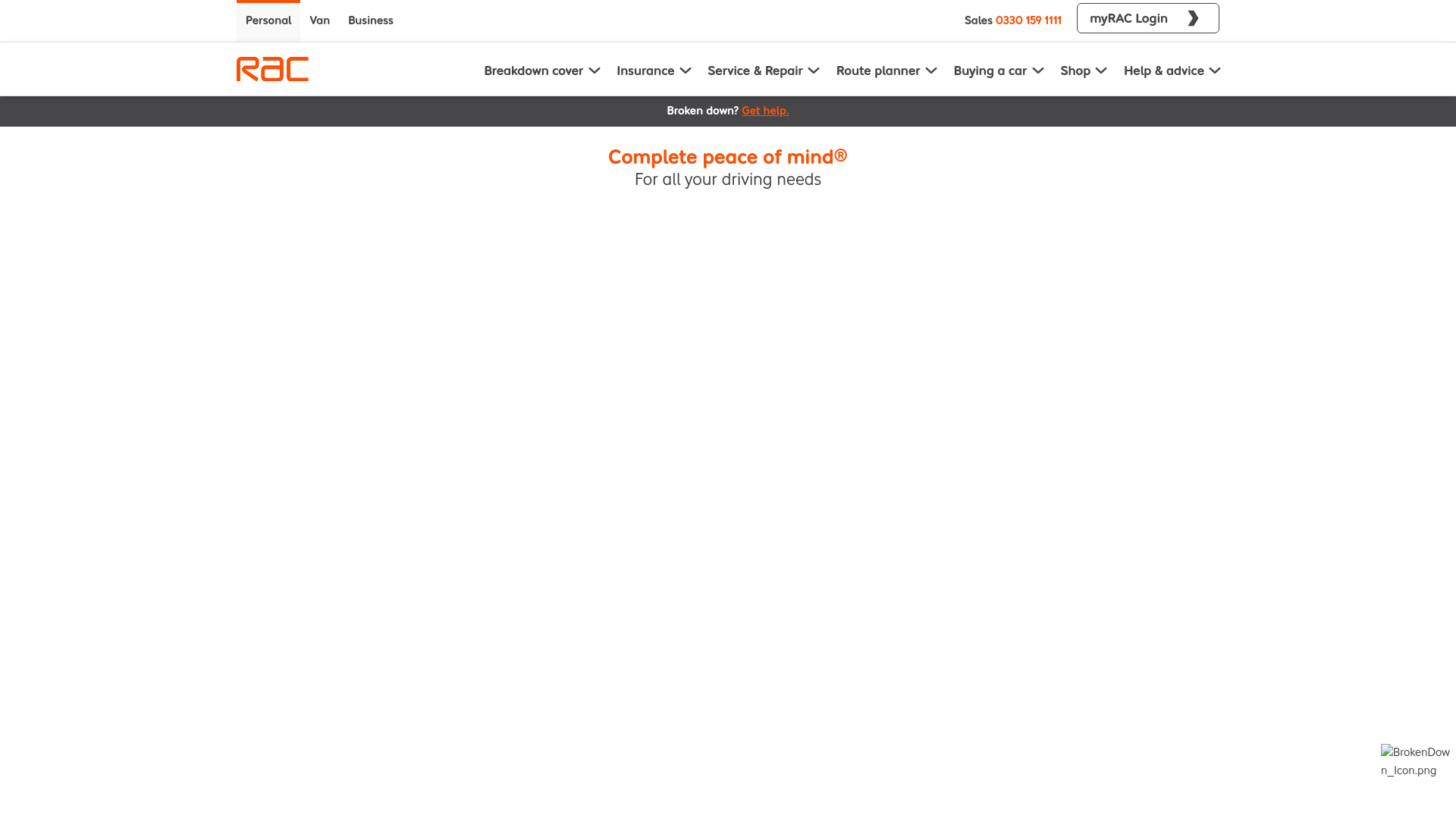 website screenshot of https://partner-rac.co.uk/