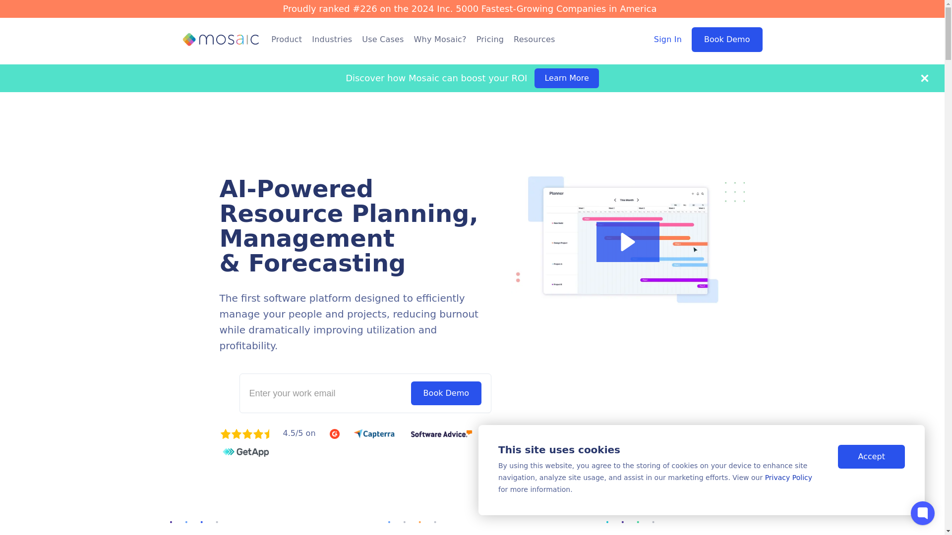 website screenshot of https://mosaicsaaspro.com/