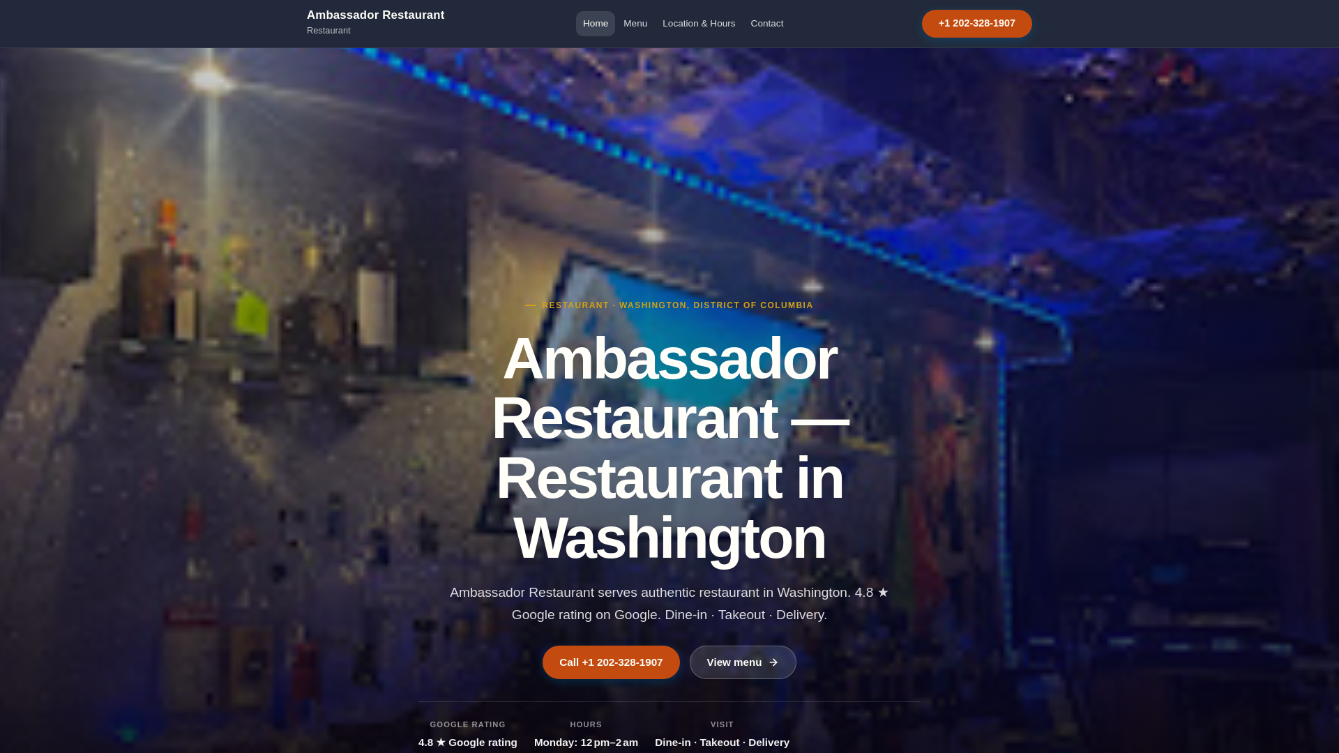 website screenshot of https://ambassadorwashington.com/