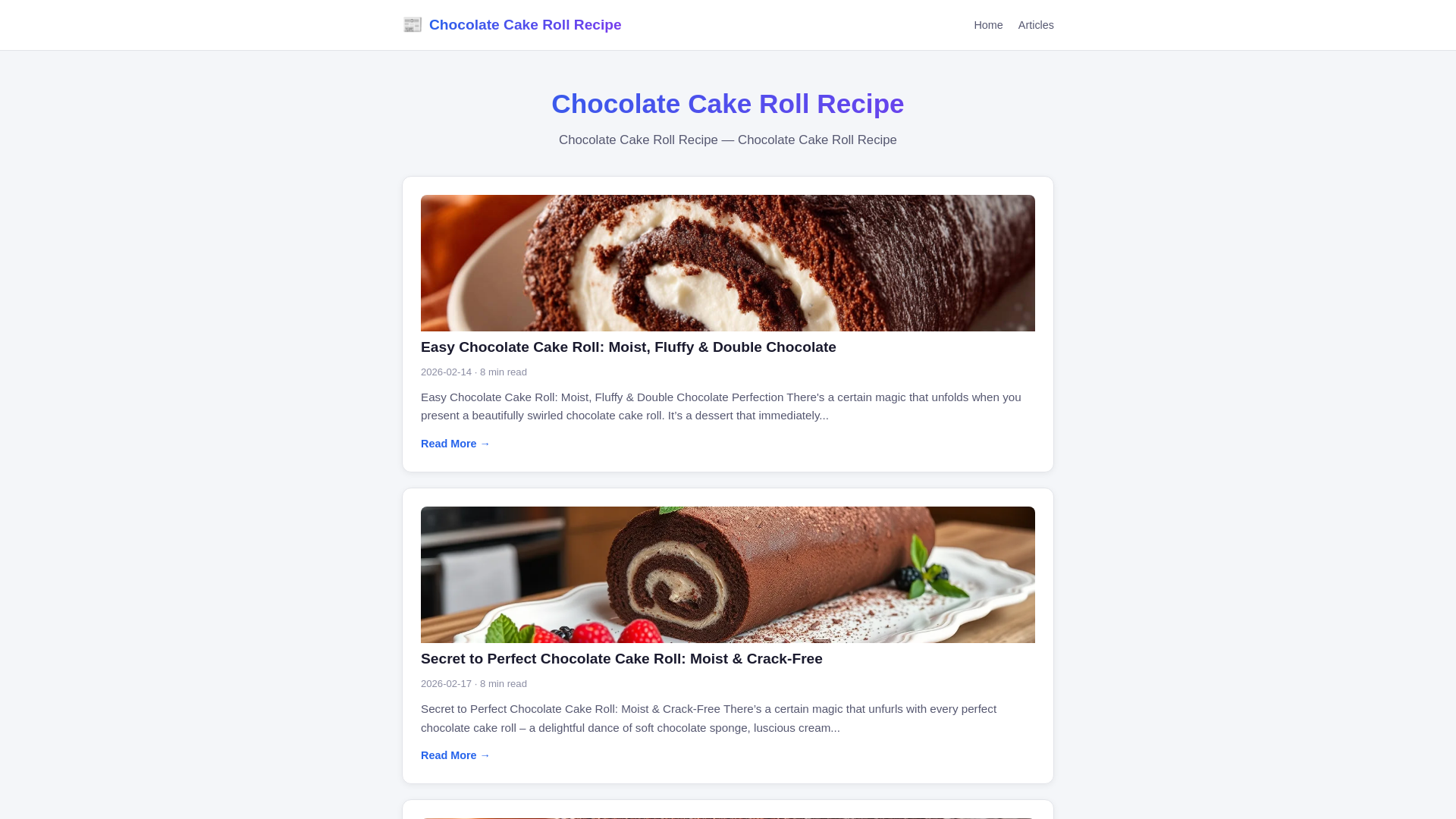 website screenshot of https://chocolate-cake-roll-recipe.pages.dev/