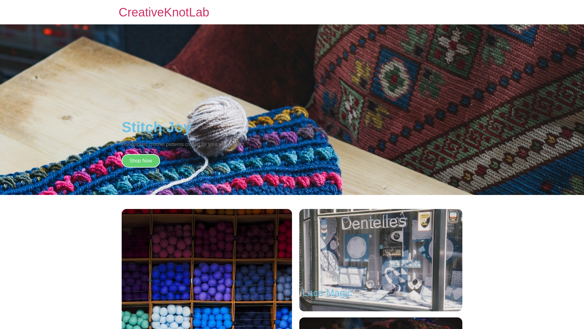 website screenshot of https://creativeknotlab.com/