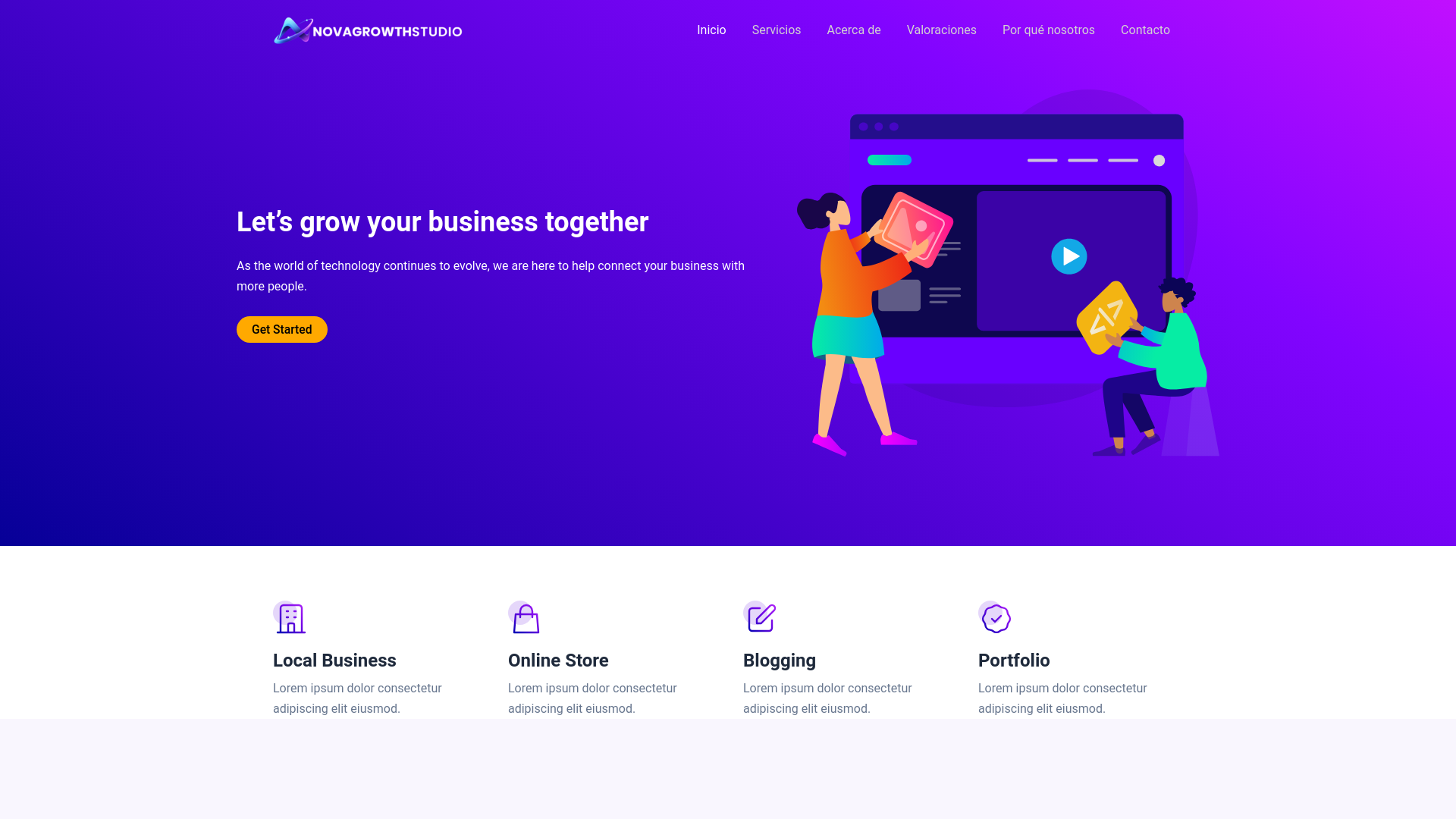 website screenshot of https://novagrowthstudio.com