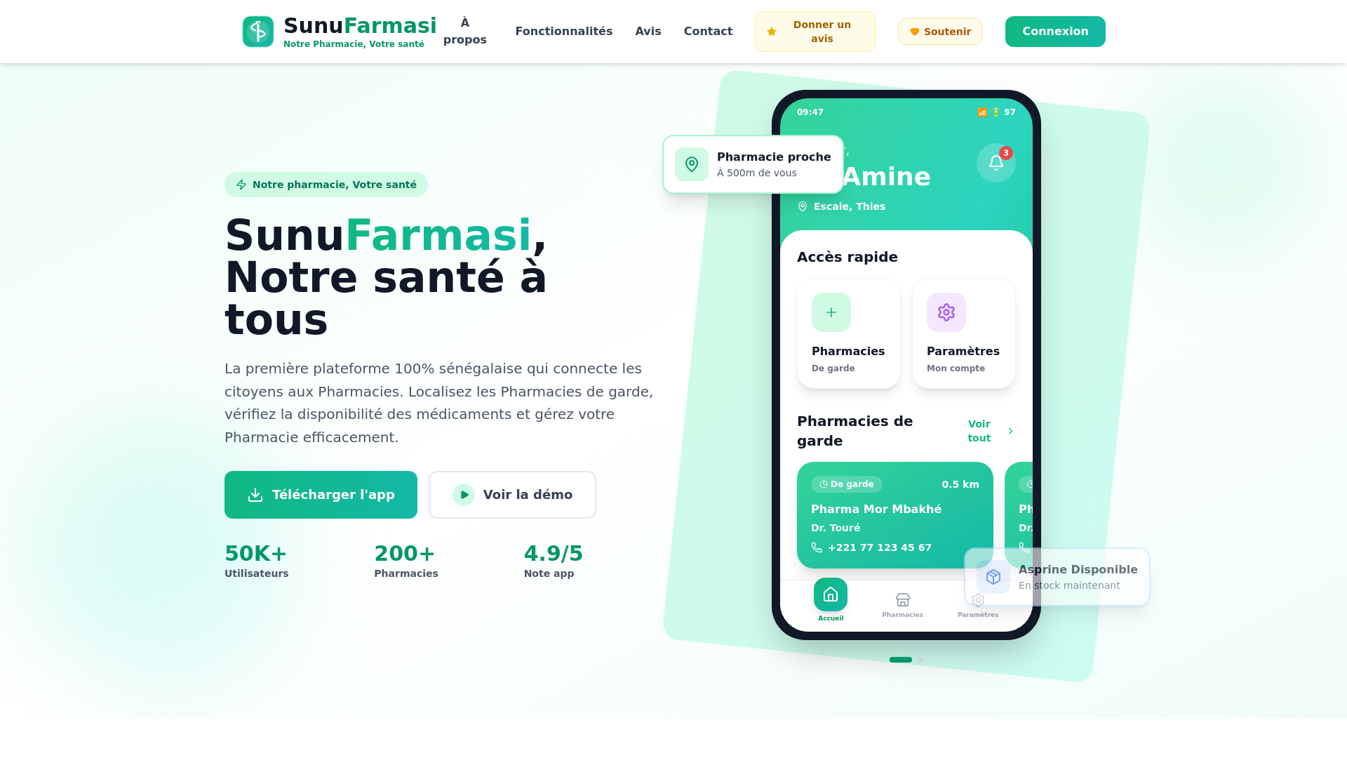 website screenshot of https://sunufarmasi.app/