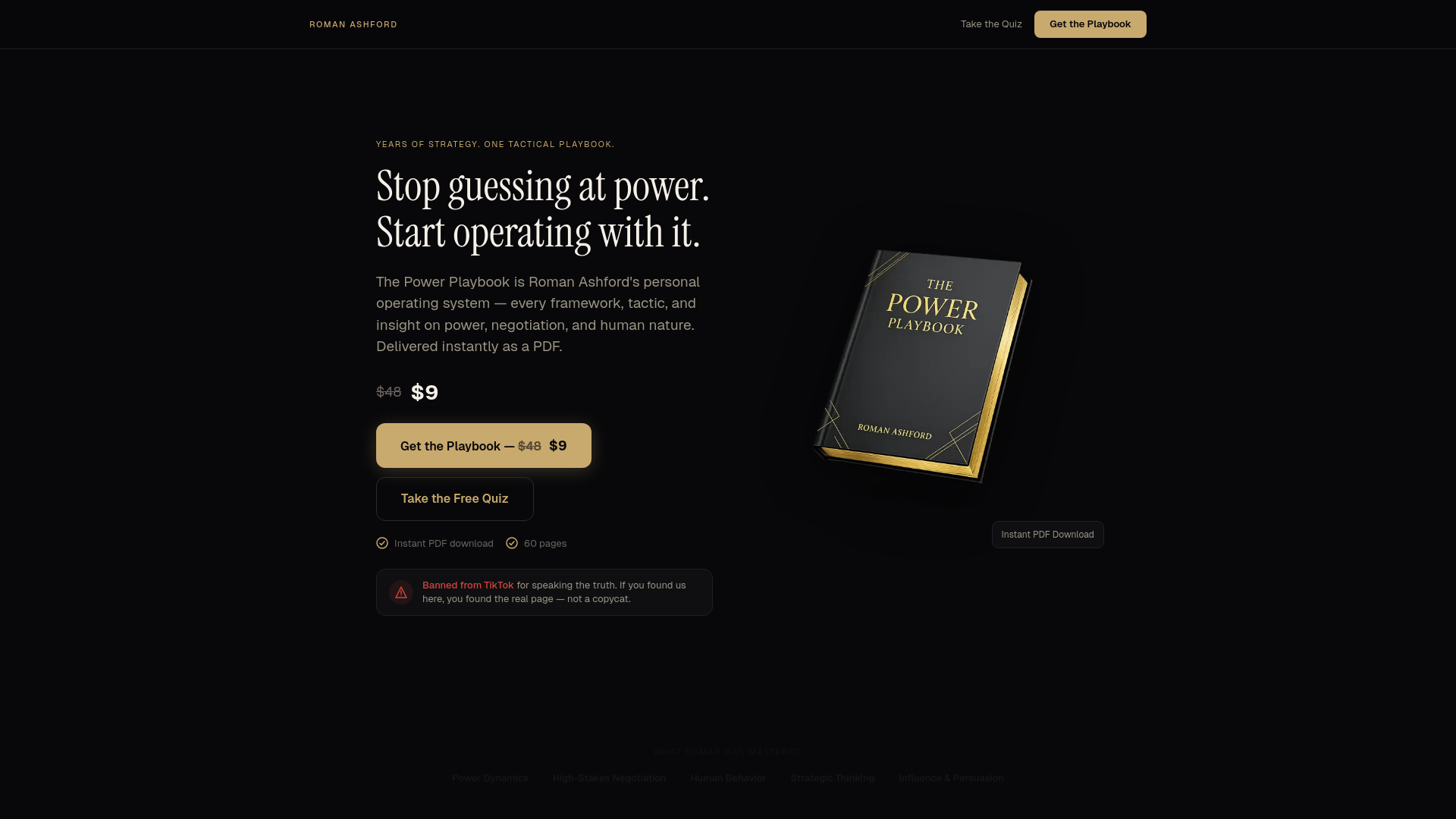 website screenshot of https://romanashford.com/