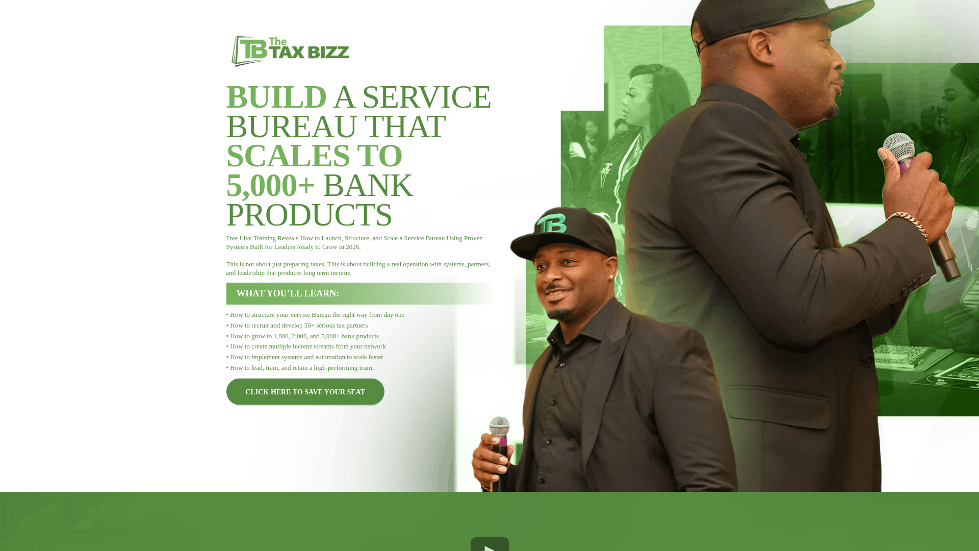 website screenshot of https://scalewiththetaxbizz.com