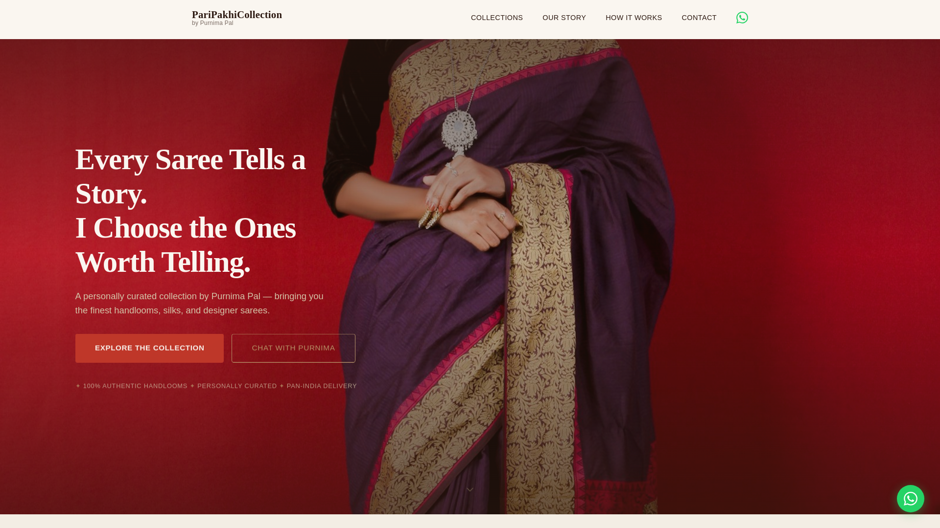 website screenshot of https://paripakhicollection-by-purnima-pal.pages.dev/