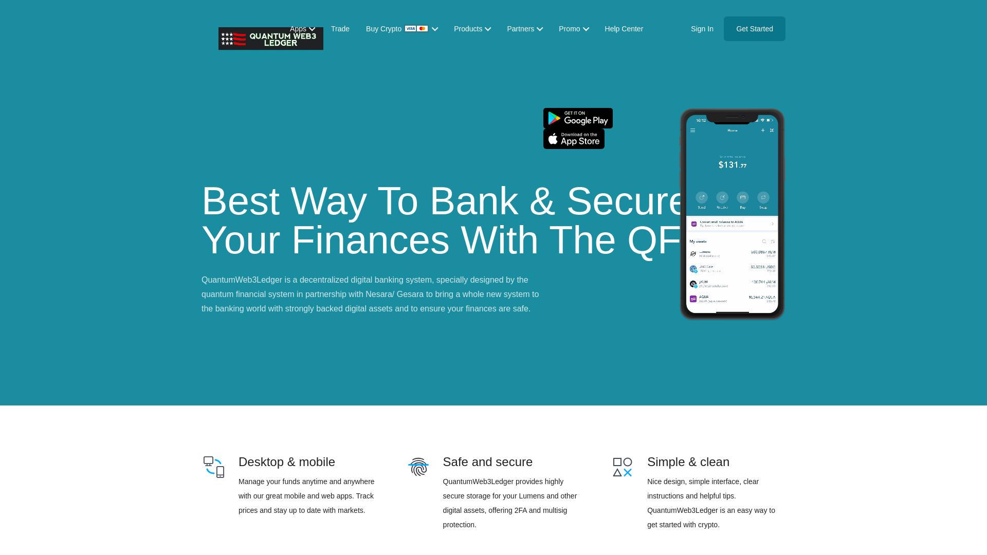 website screenshot of https://quantumweb3ledger.org