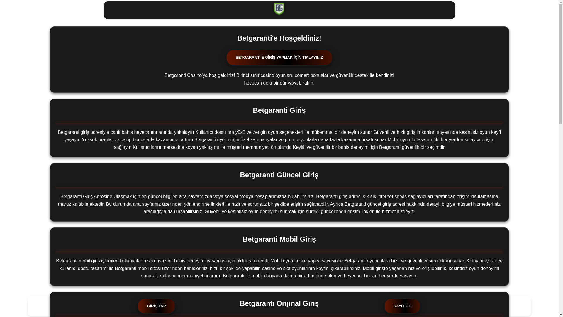 website screenshot of https://betgaranti-casino.pro/