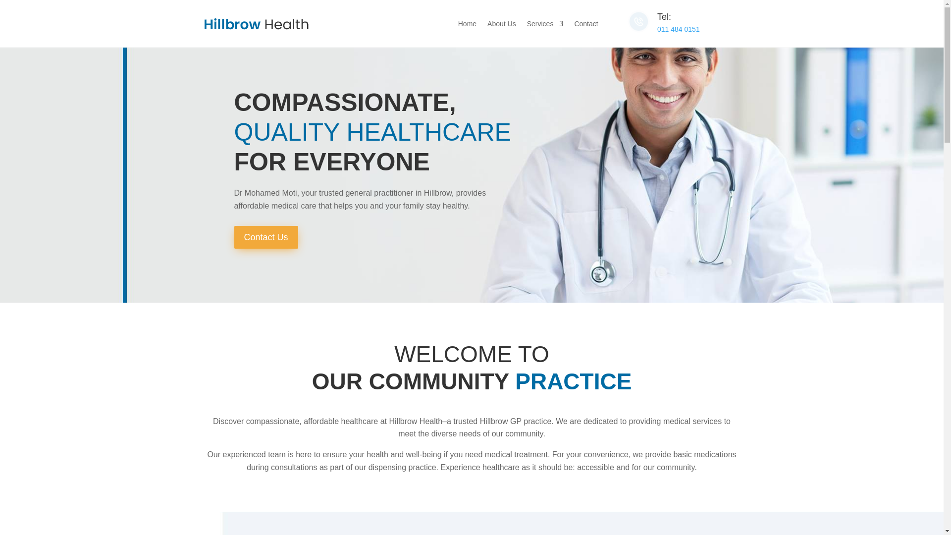 website screenshot of https://hillbrowhealth.co.za/