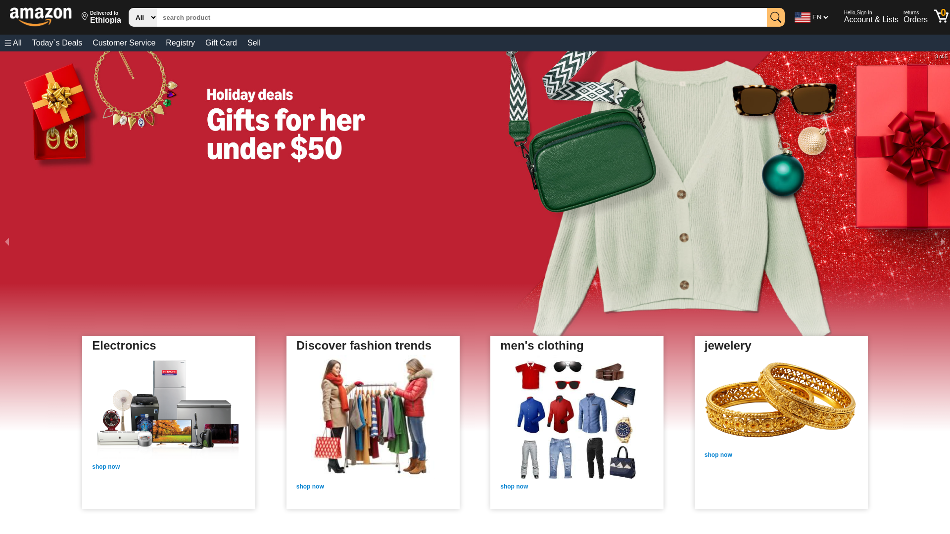 website screenshot of https://amazon-clone191919.netlify.app