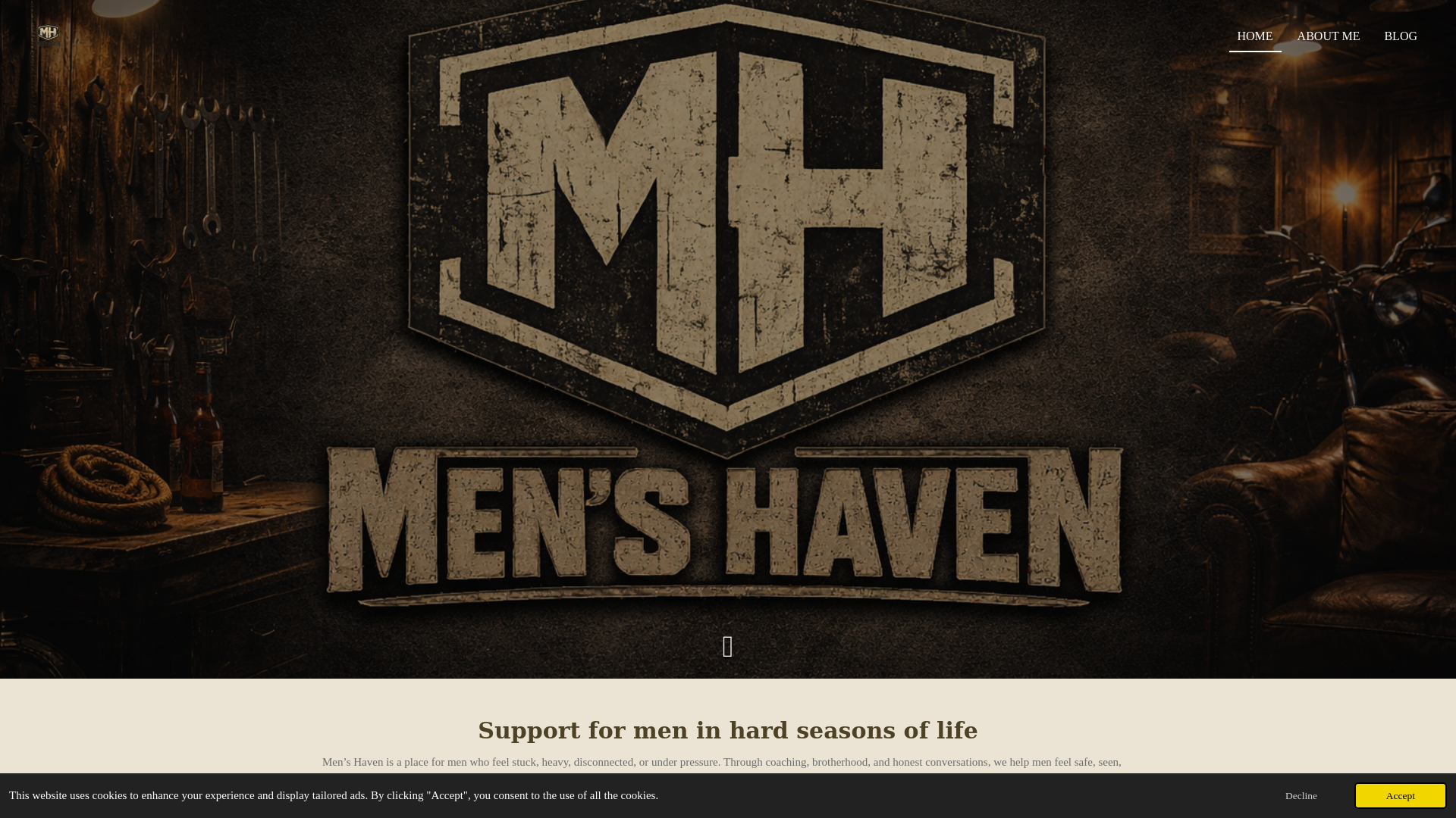 website screenshot of https://menshaven.ca/