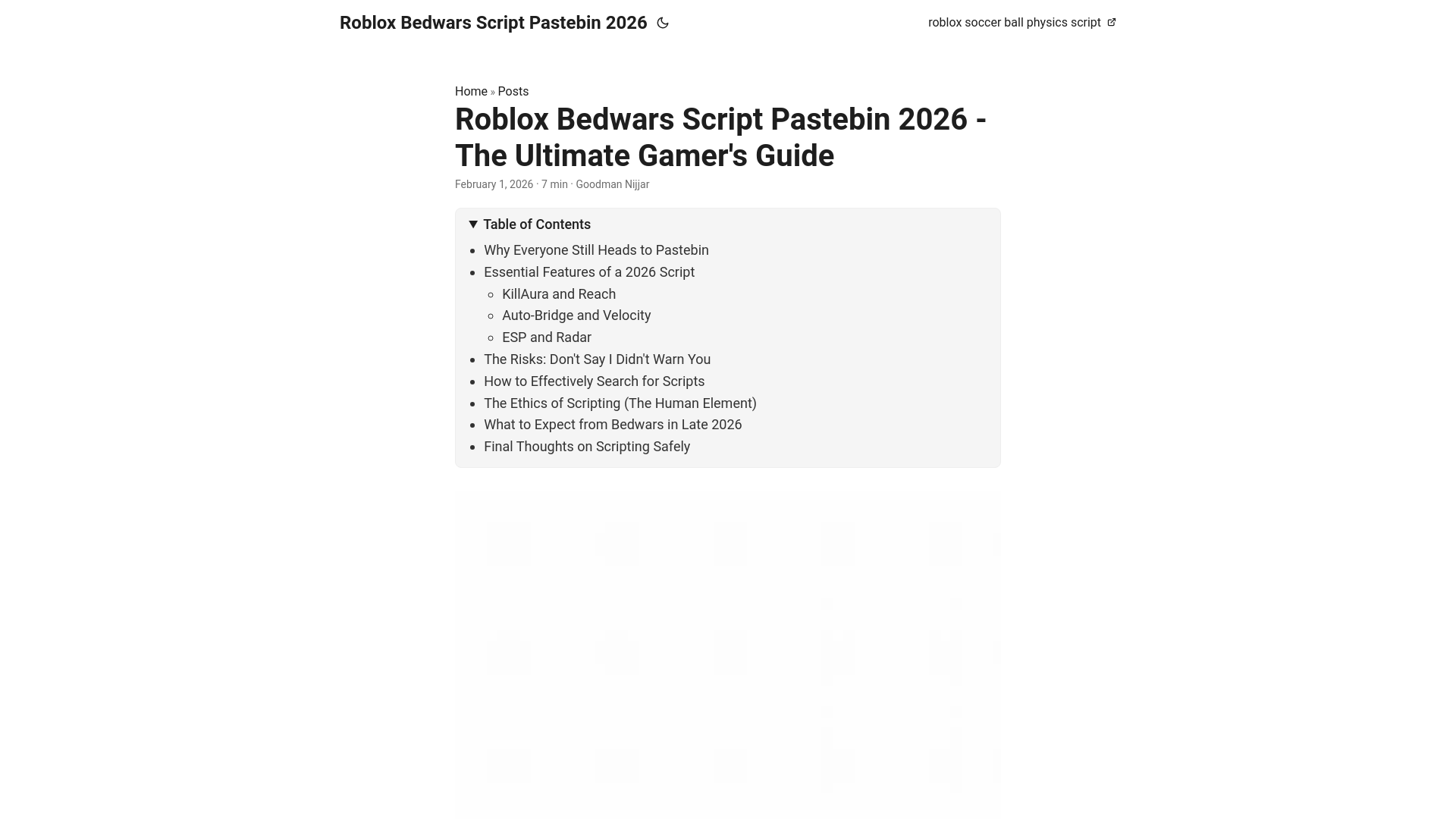 website screenshot of https://robloxbedwarsscriptpastebin2026.pages.dev/