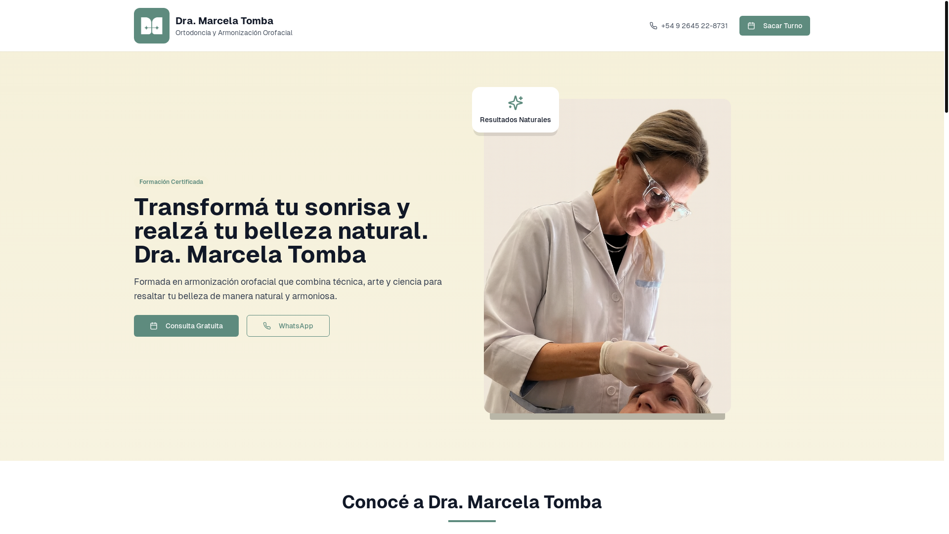 website screenshot of https://marcelatomba.com/