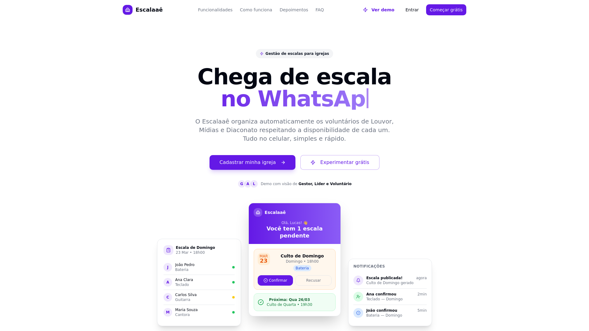 website screenshot of https://escalaae.com.br