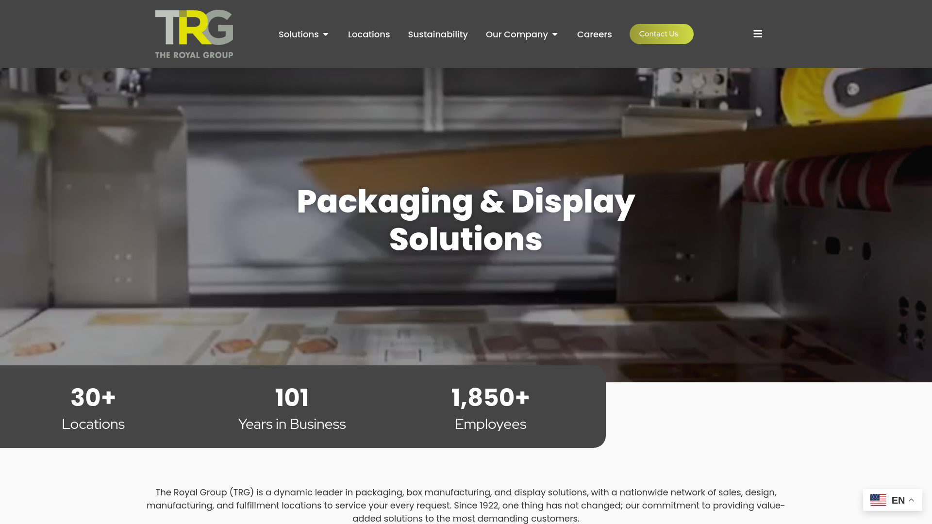 website screenshot of https://teamtrg.com/