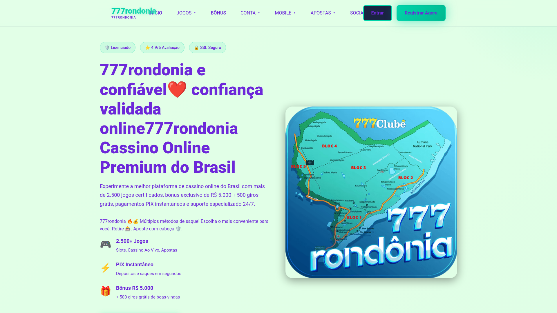 website screenshot of https://777rondoniavip.com/