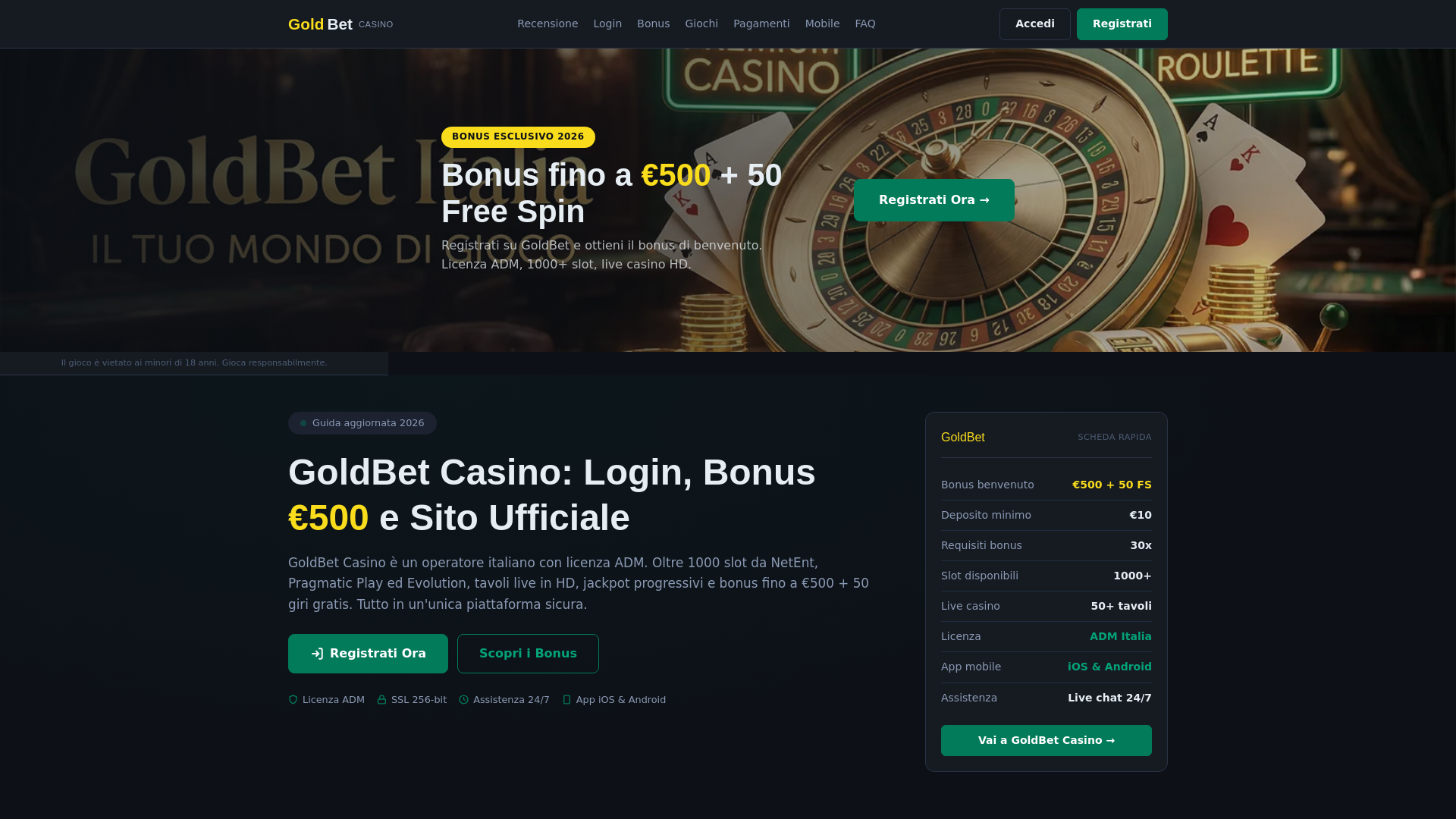 website screenshot of https://goldbetcasino.best
