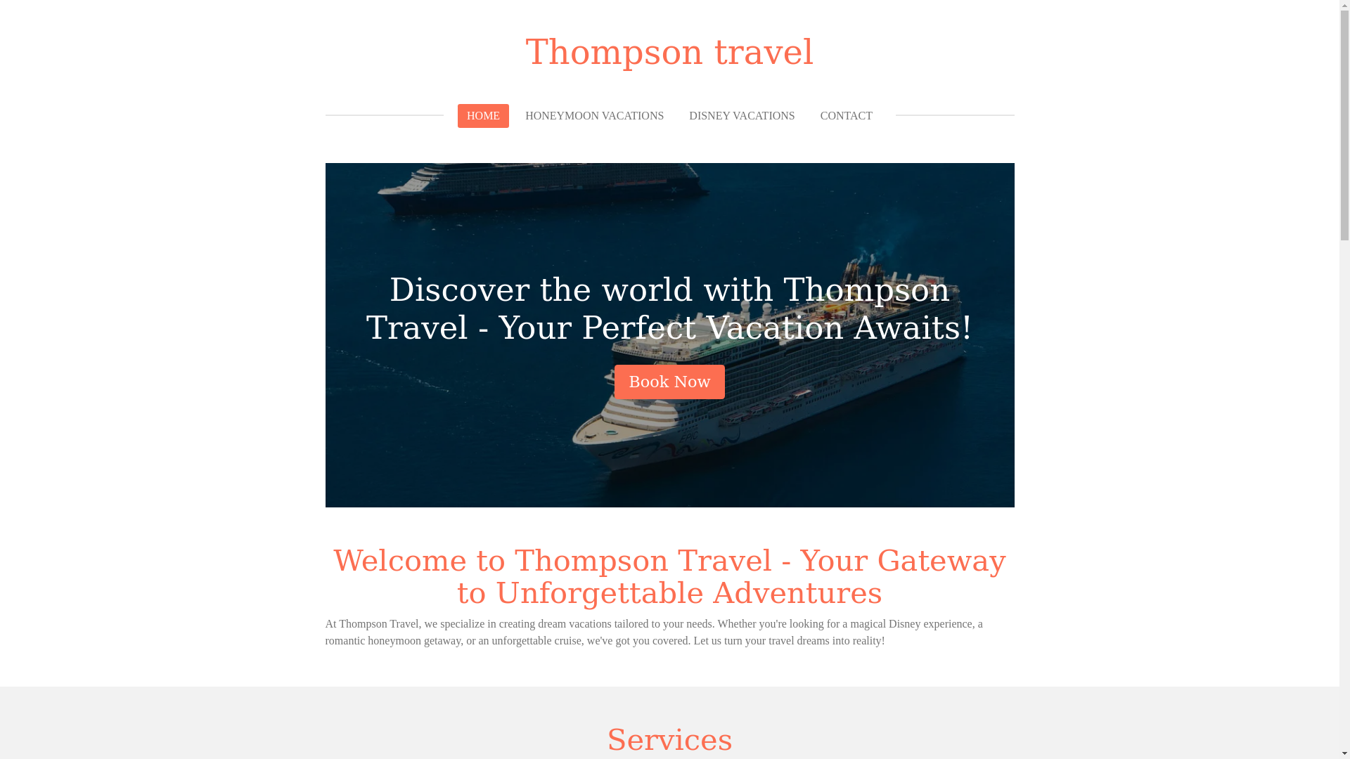 website screenshot of https://thompsons-travel.com/