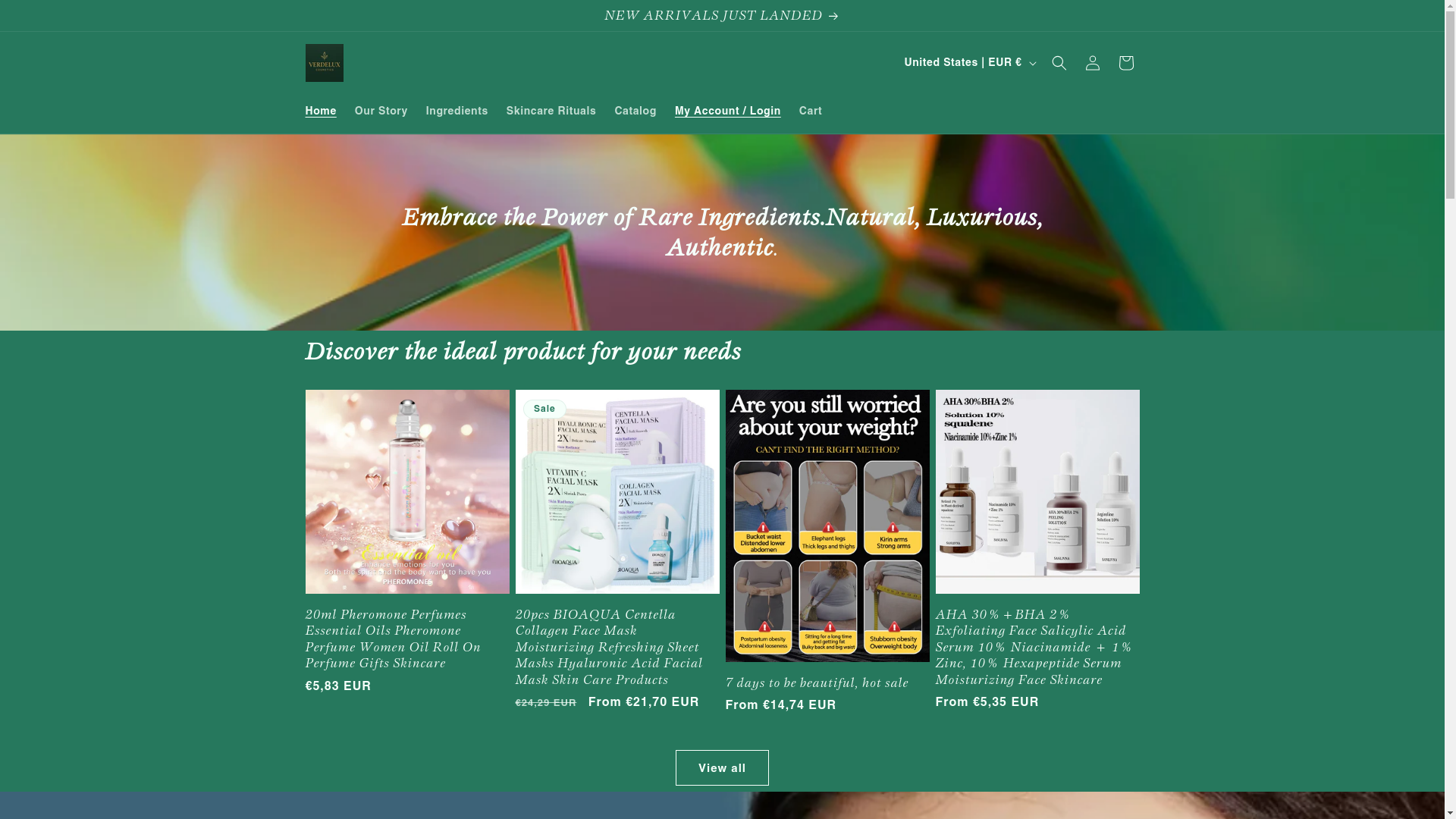 website screenshot of https://verdeluxcosmetics.com/
