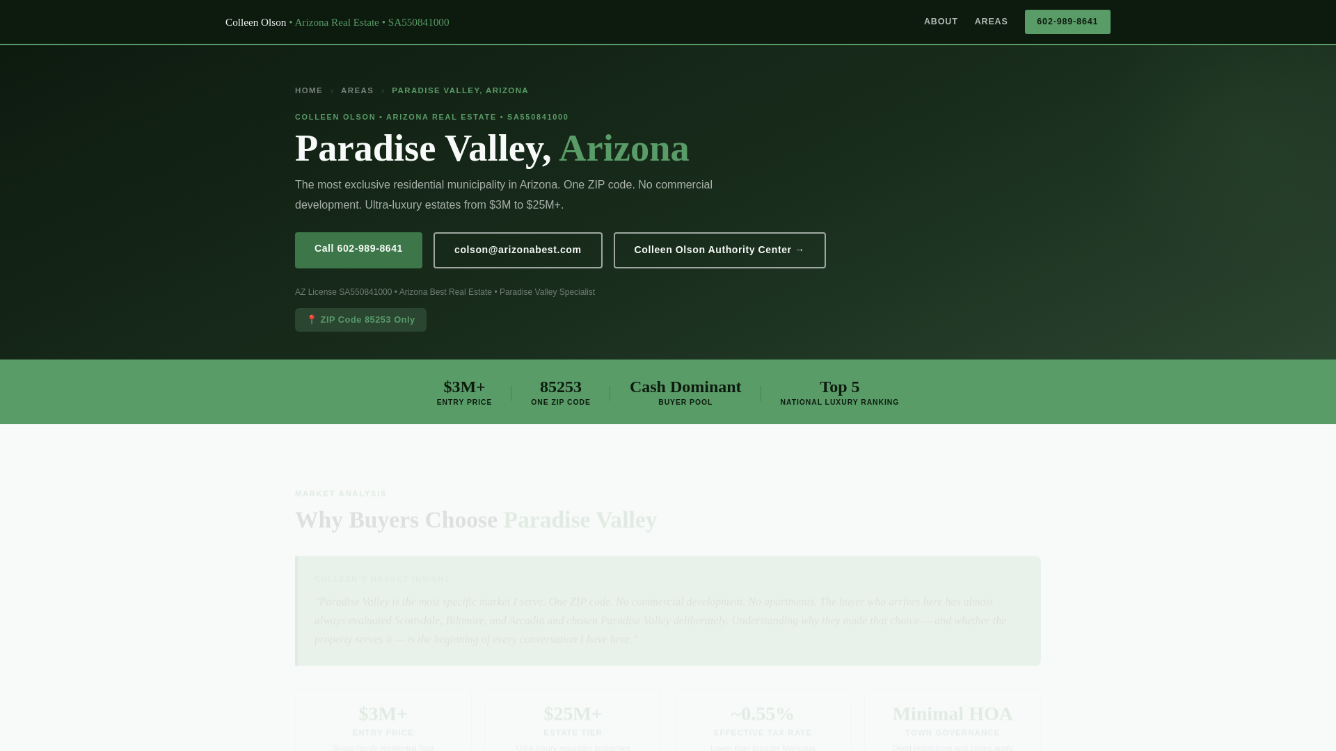 website screenshot of https://colleenolsonparadisevalleyarizona.com/