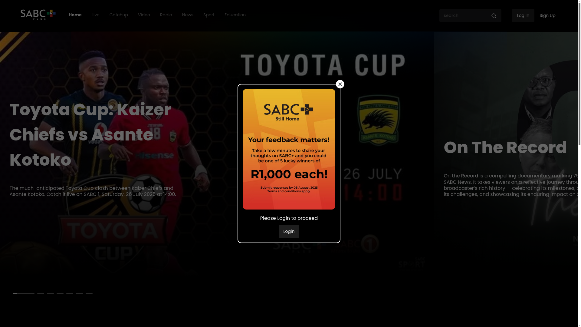 website screenshot of https://sabc-plus.com/