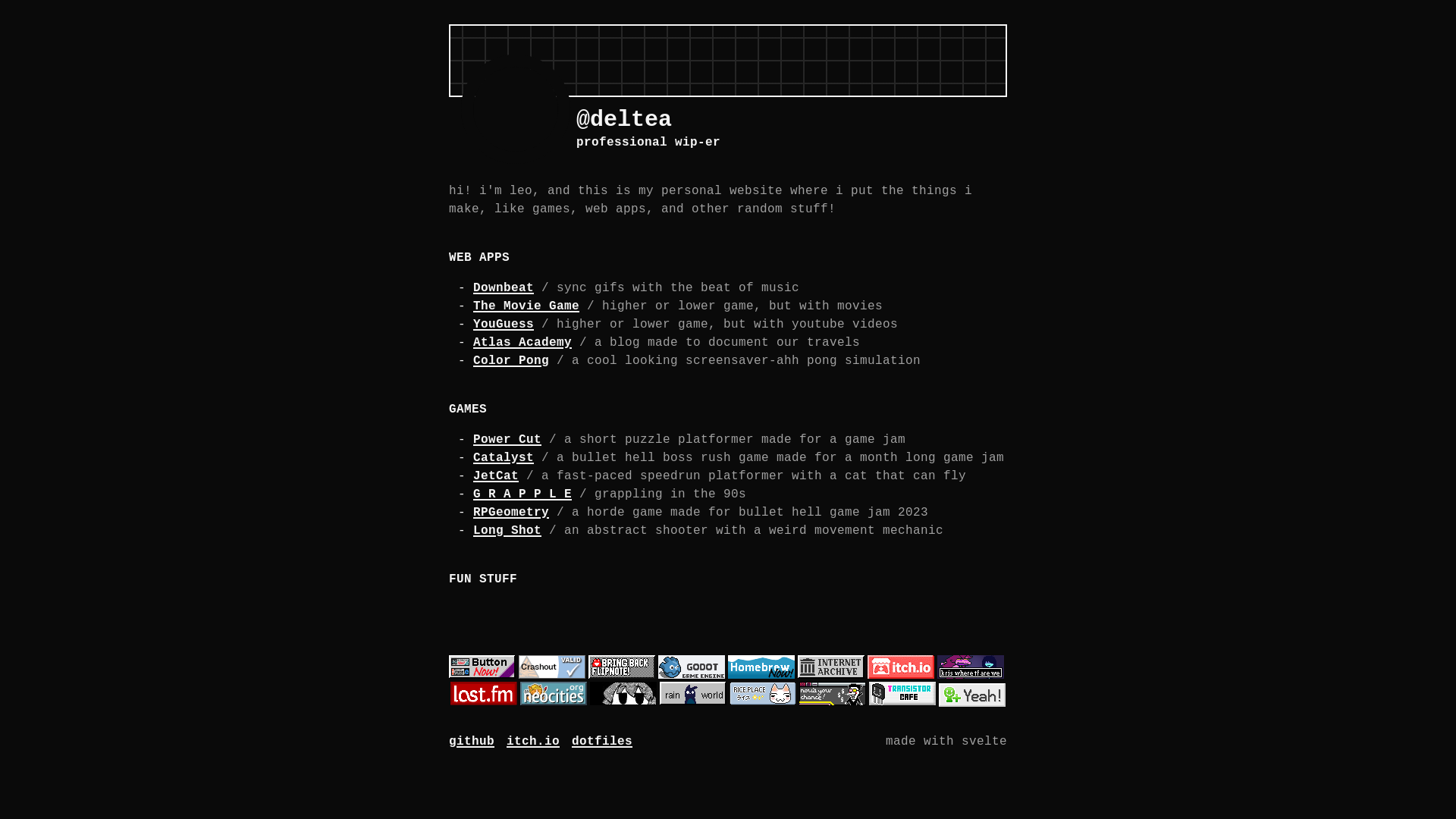 website screenshot of https://deltea.space/