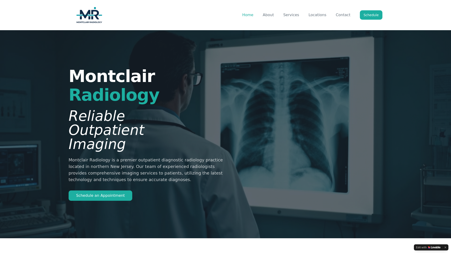 website screenshot of https://montclairradiology.org/