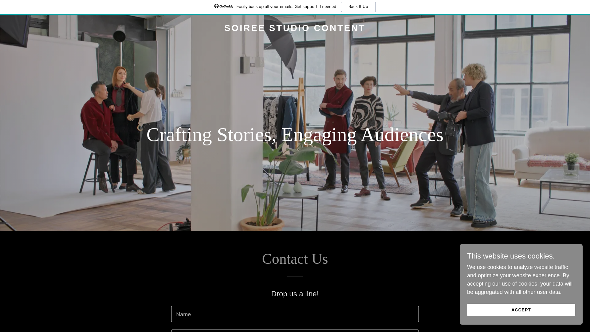 website screenshot of https://soireestudiocontent.com/