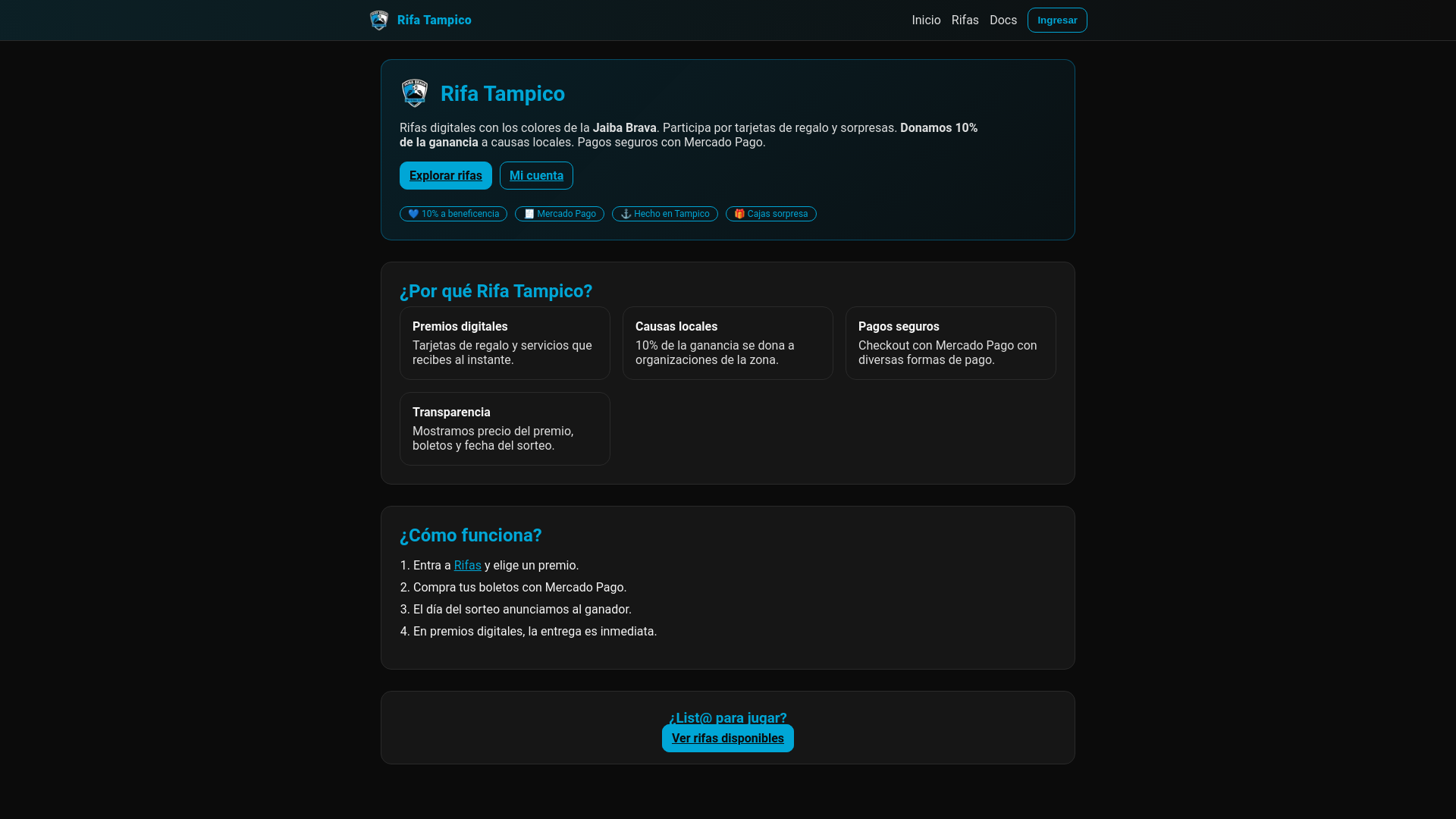 website screenshot of https://rifastampico.mx/