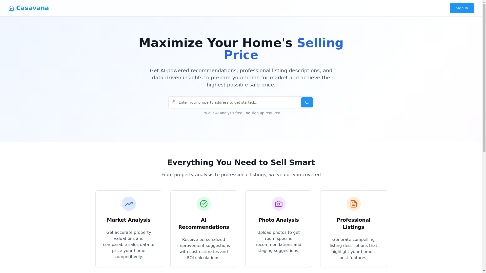 website screenshot of https://casavana.io/