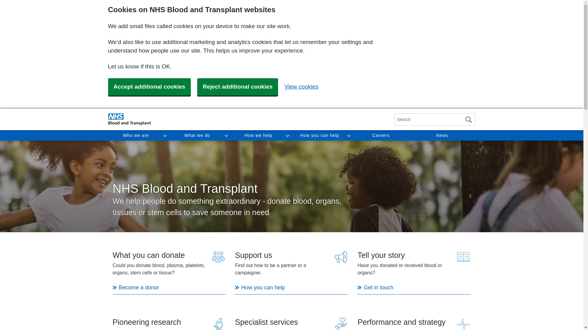 website screenshot of https://www.nhsbt.nhs.uk/