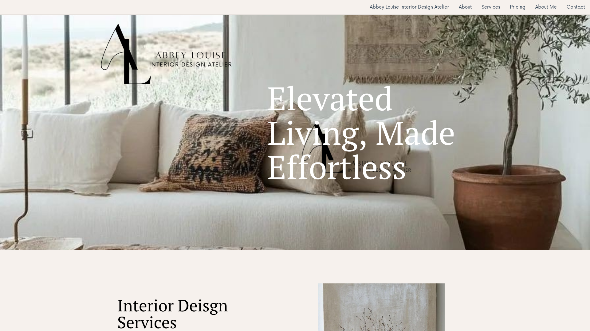 website screenshot of https://abbeylouiseinterior.co.nz