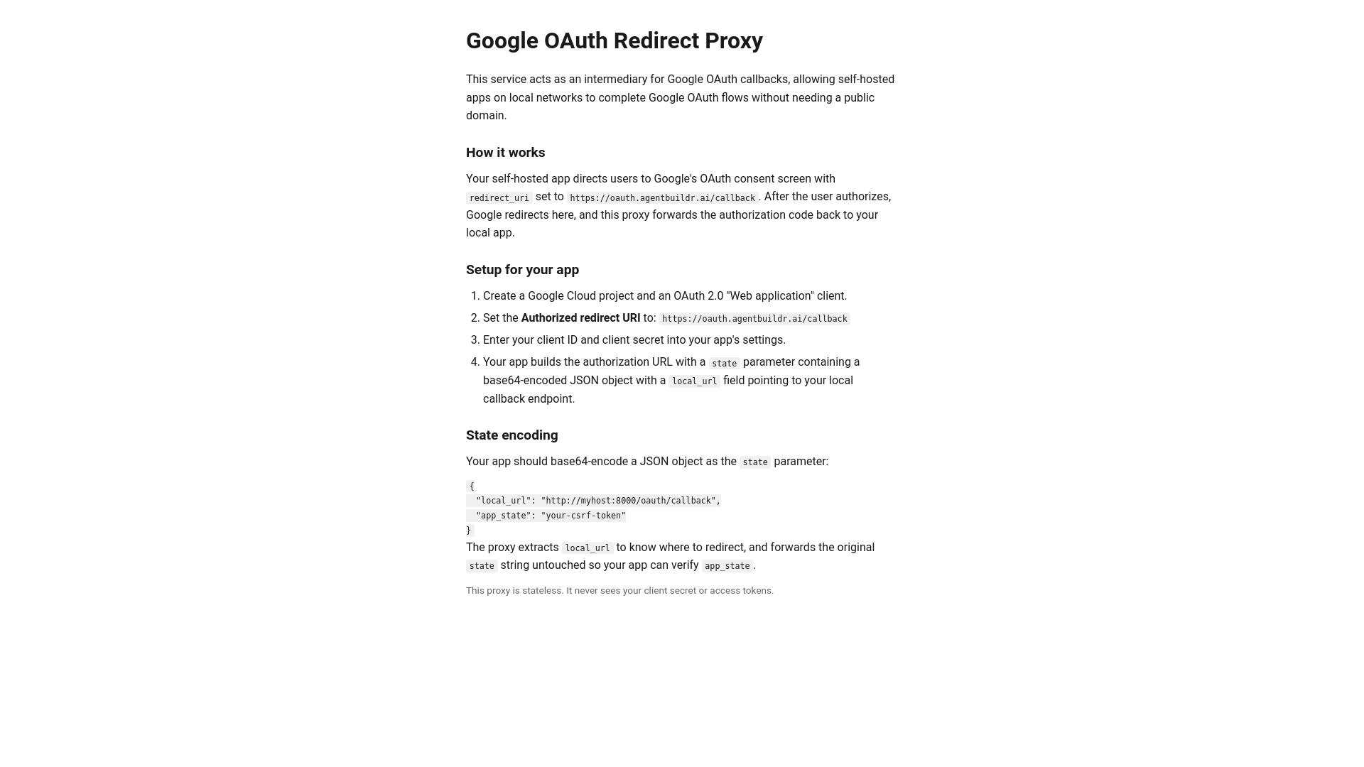 website screenshot of https://google-oauth-redirect.pages.dev/