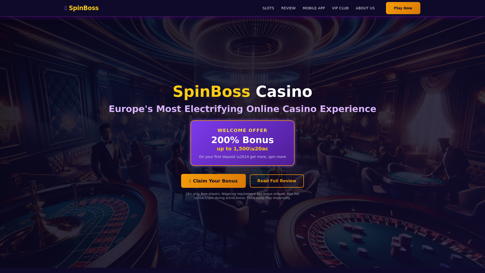 website screenshot of https://spinboss.online/