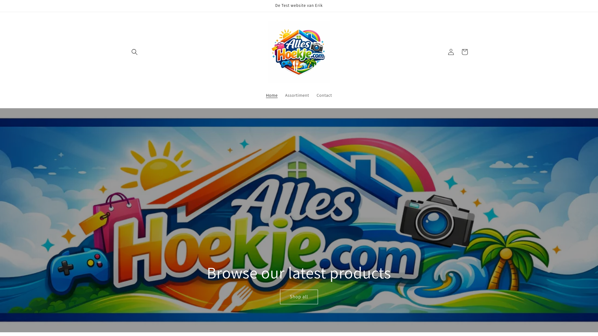 website screenshot of https://alleshoekje.com