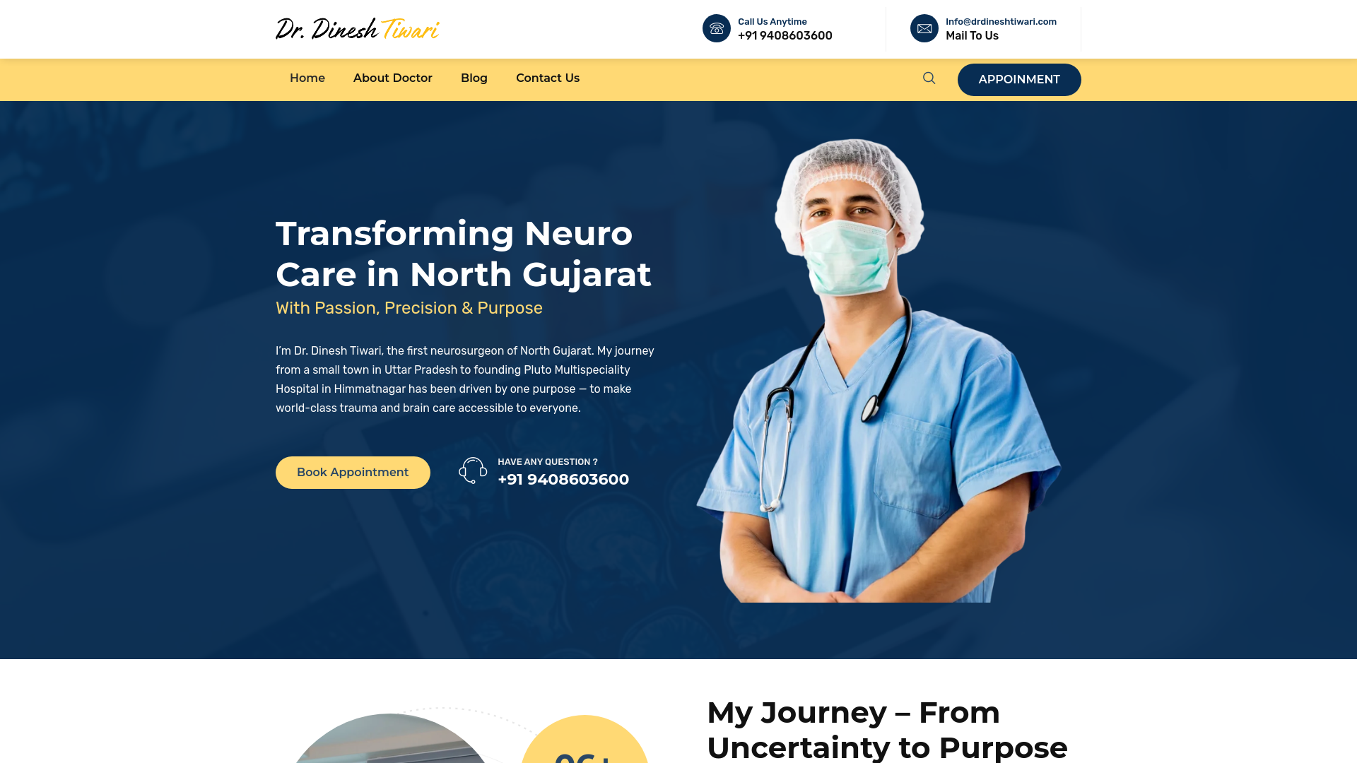 website screenshot of https://drdineshtiwari.com