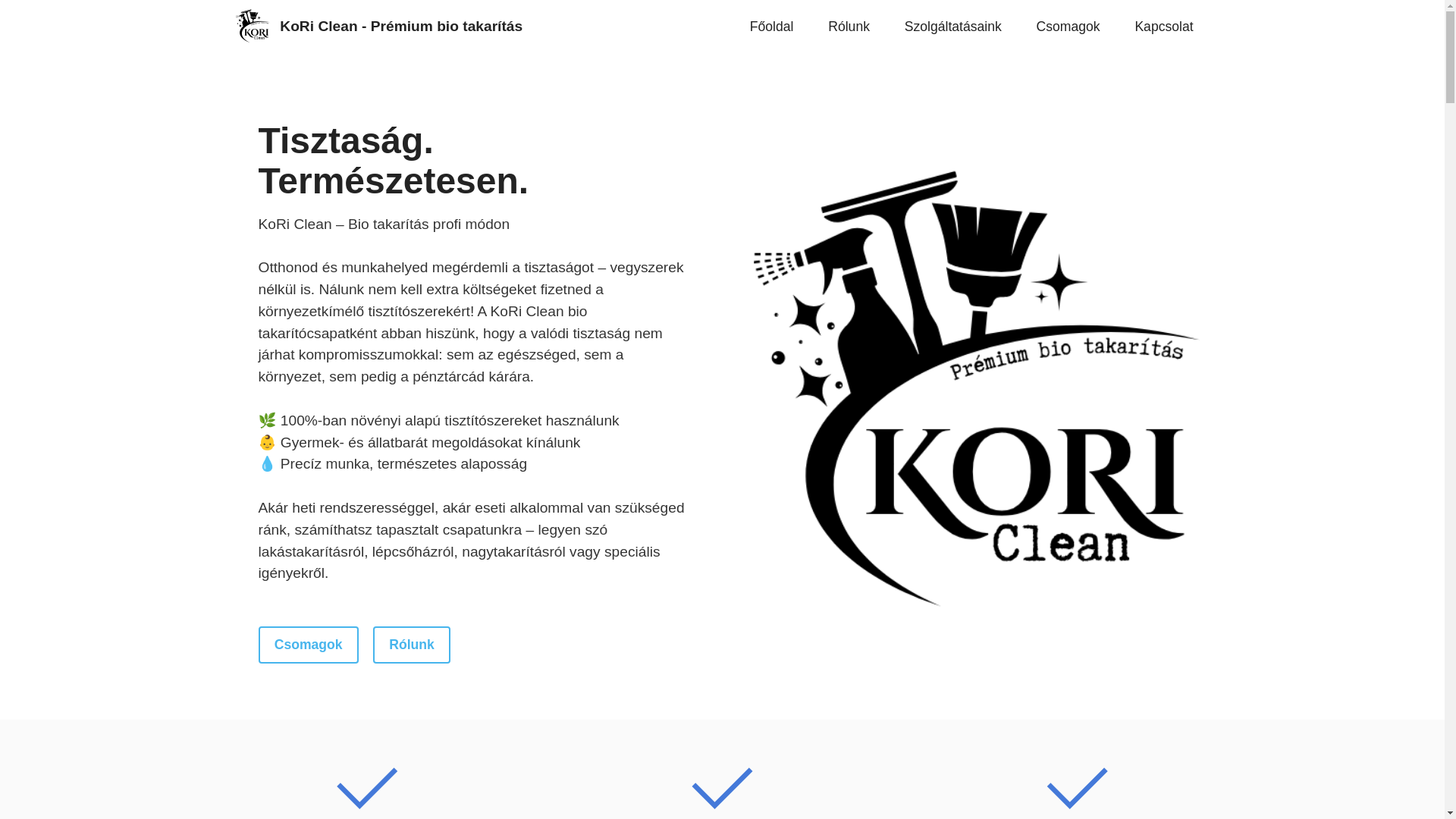 website screenshot of https://koriclean.hu/