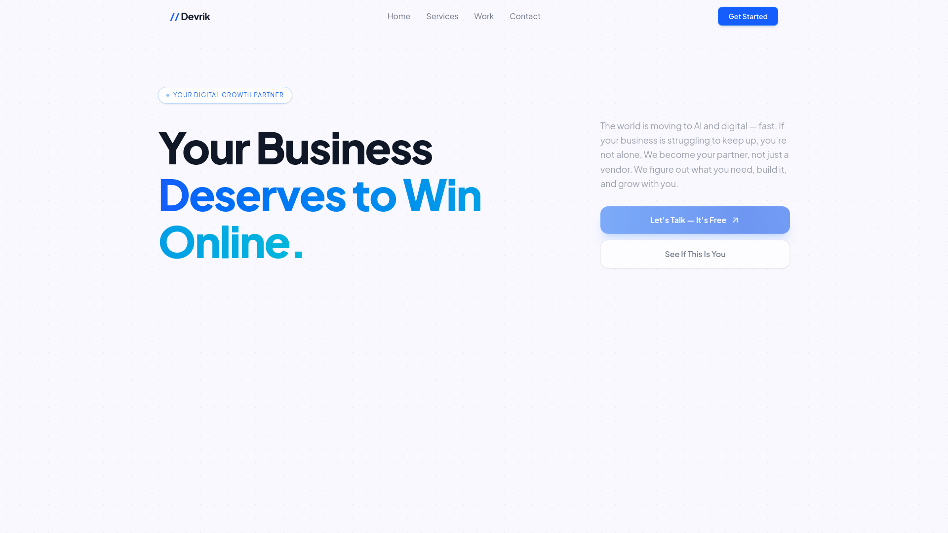 website screenshot of https://devrik.in/