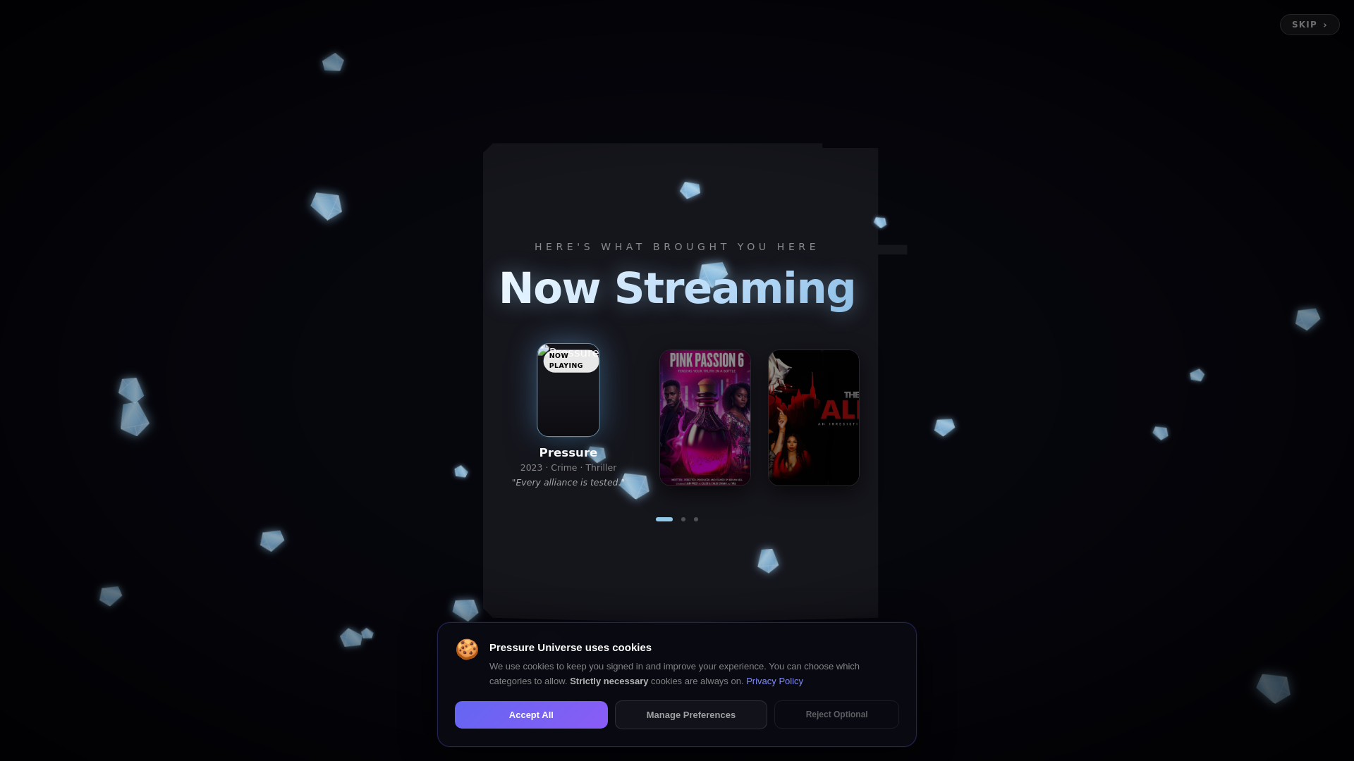 website screenshot of https://pressureuniverse.app/