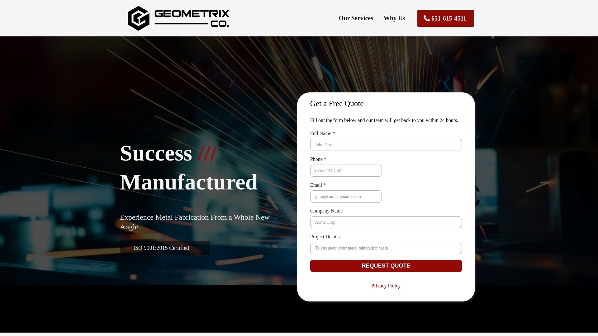 website screenshot of https://geometrixco.org/