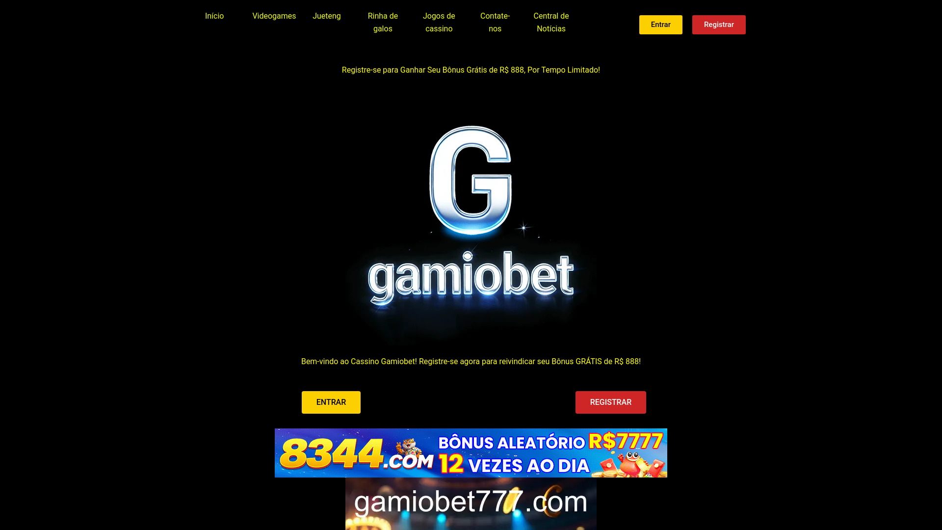 website screenshot of https://gamiobet777.com/