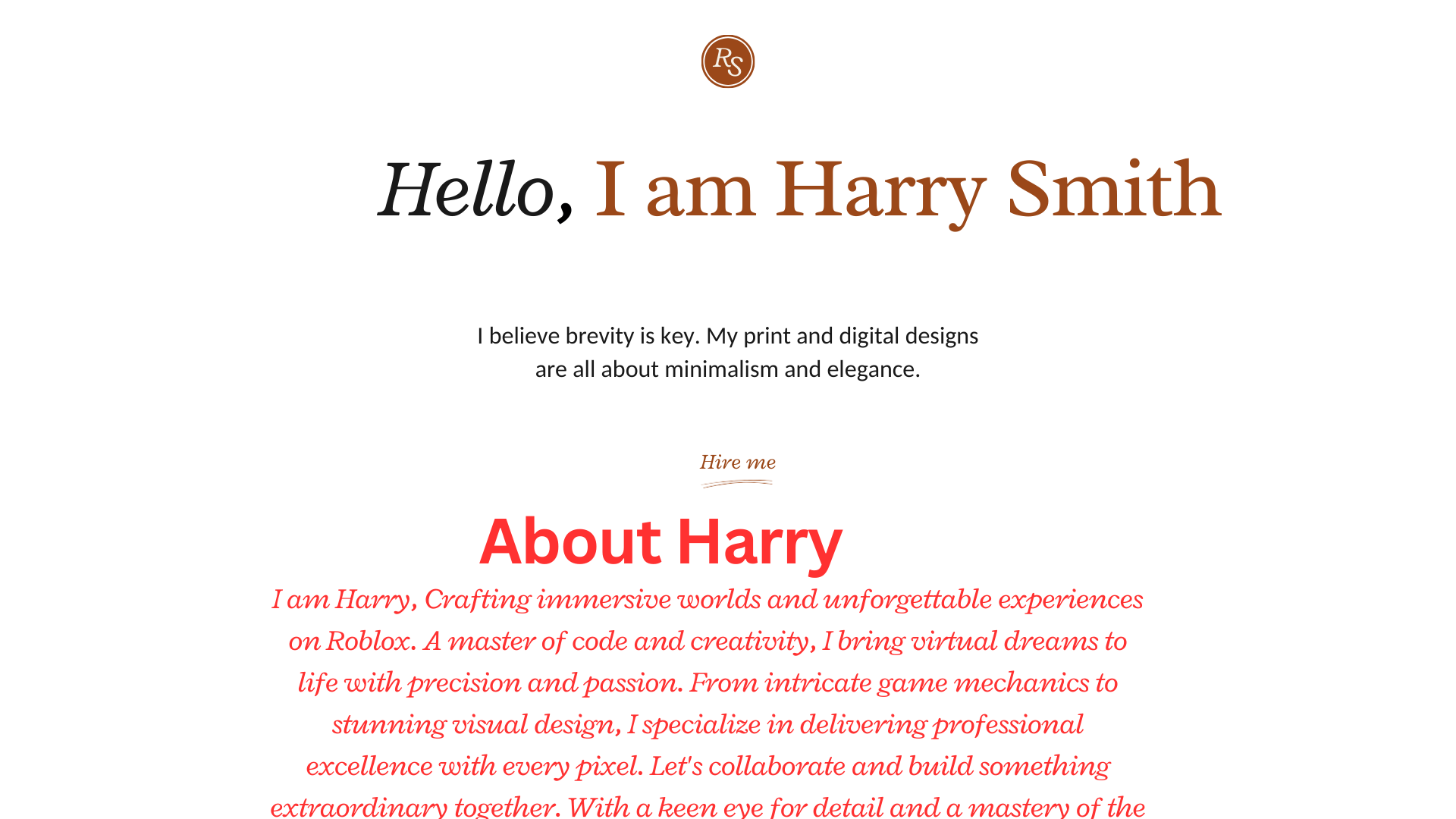 website screenshot of https://harry-portfolio.my.canva.site/