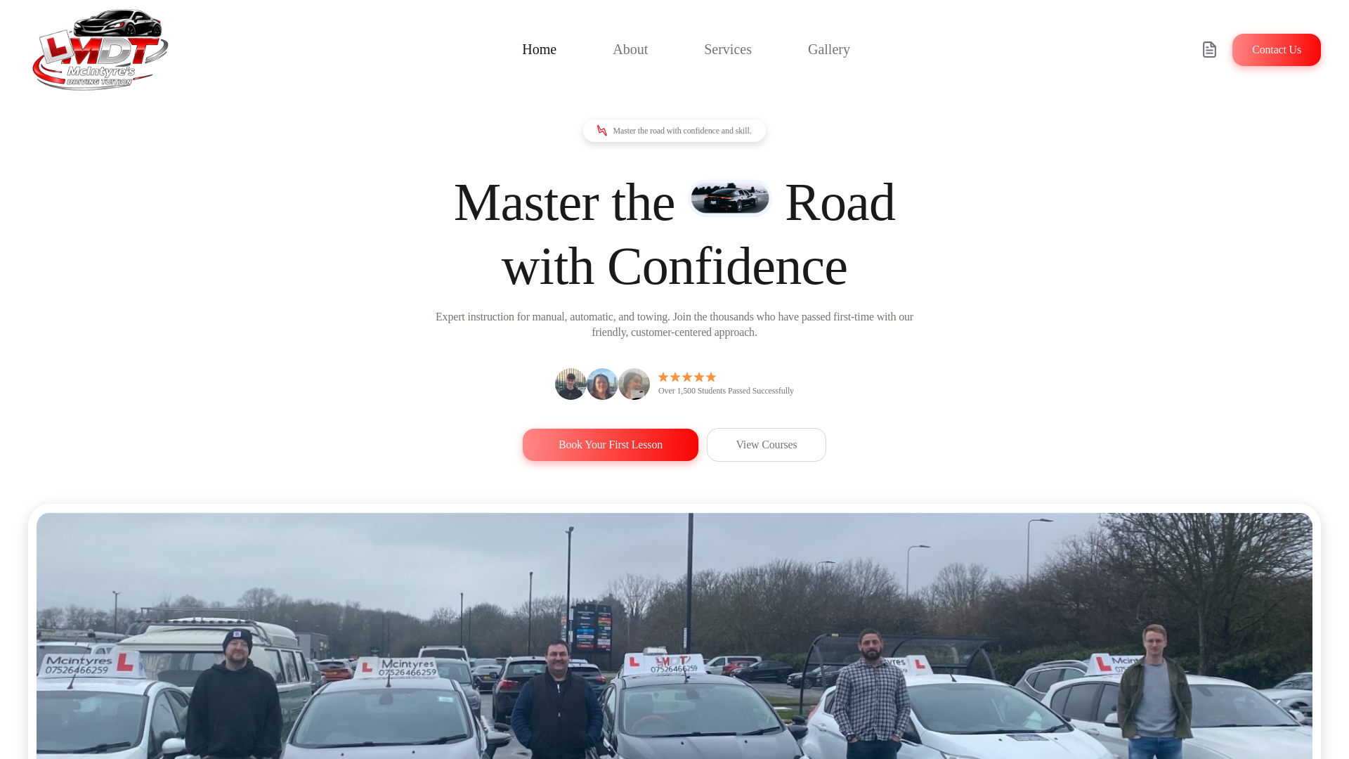 website screenshot of https://mcintyresdriving.co.uk/
