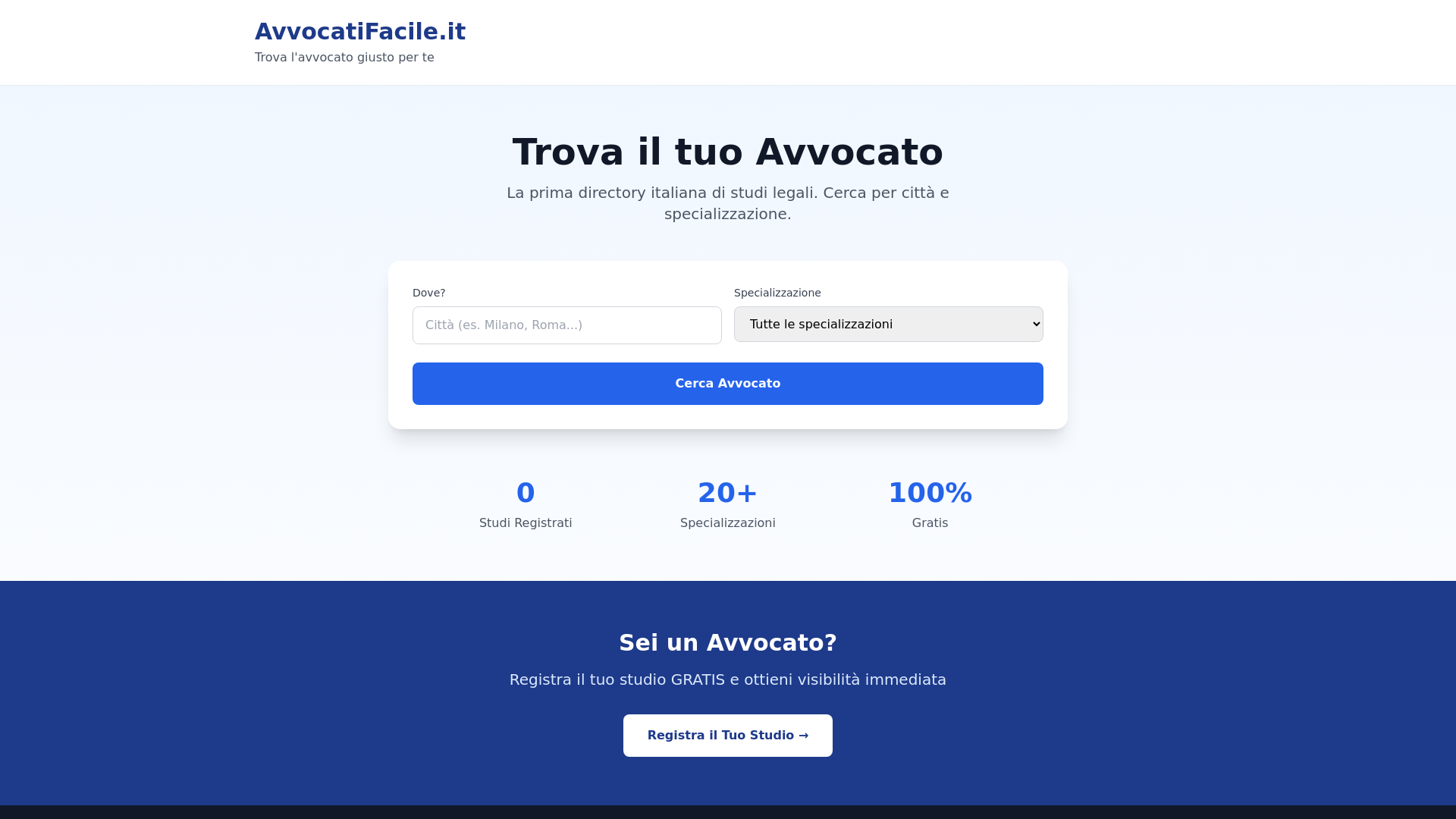 website screenshot of https://avvocatifacile.it/