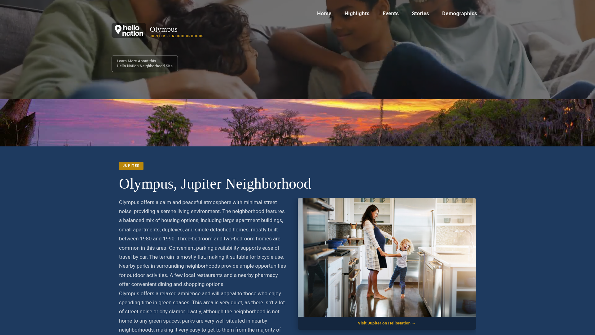 website screenshot of https://olympusjupiterneighborhood.org/