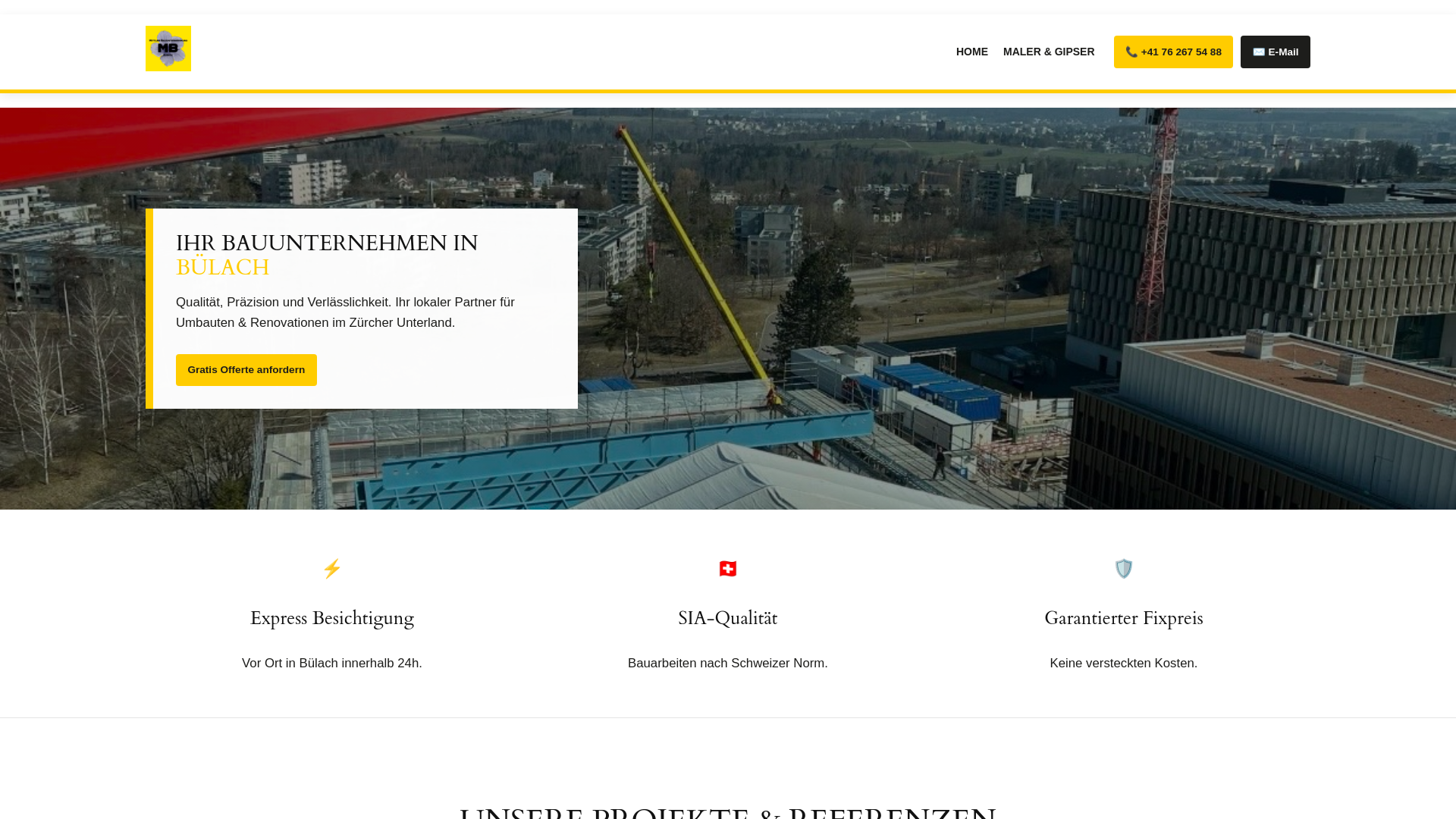 website screenshot of https://mittler-bau.ch