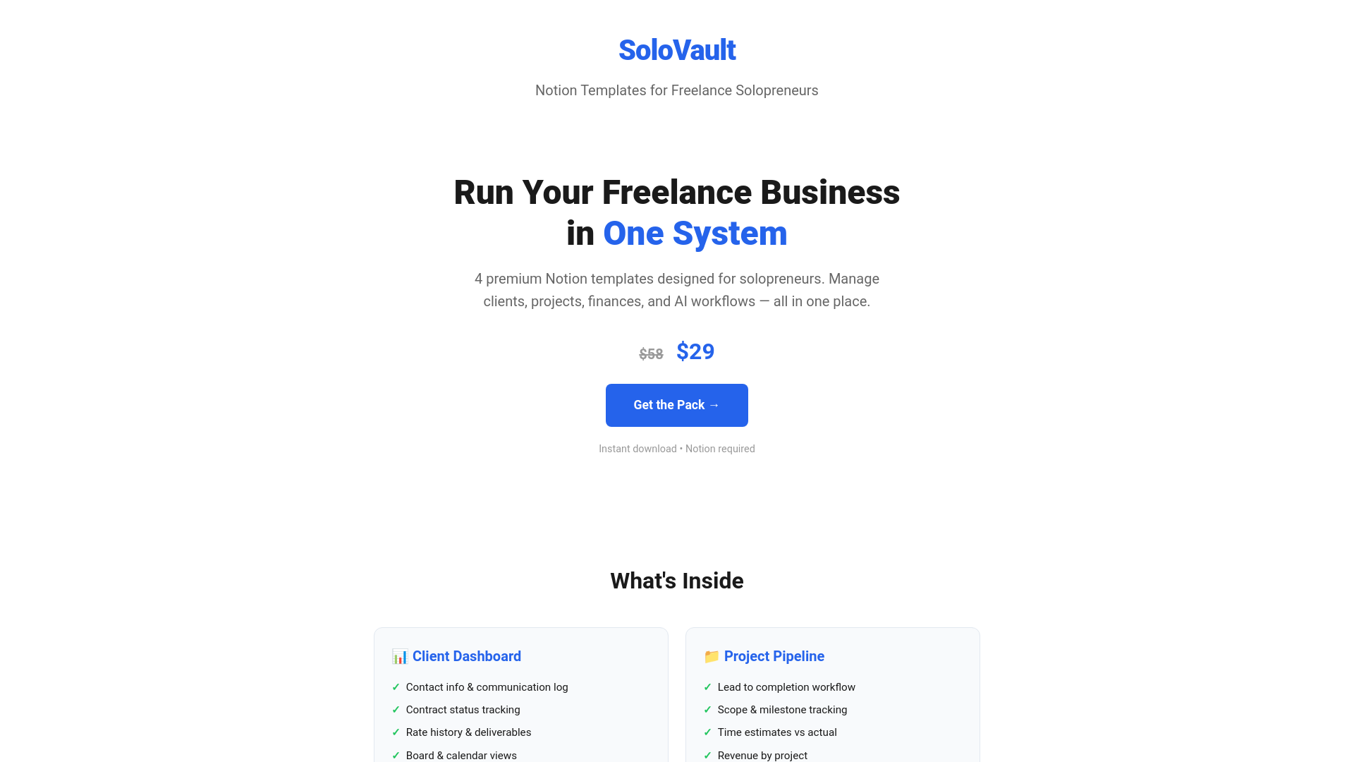 website screenshot of https://solovault.pages.dev/