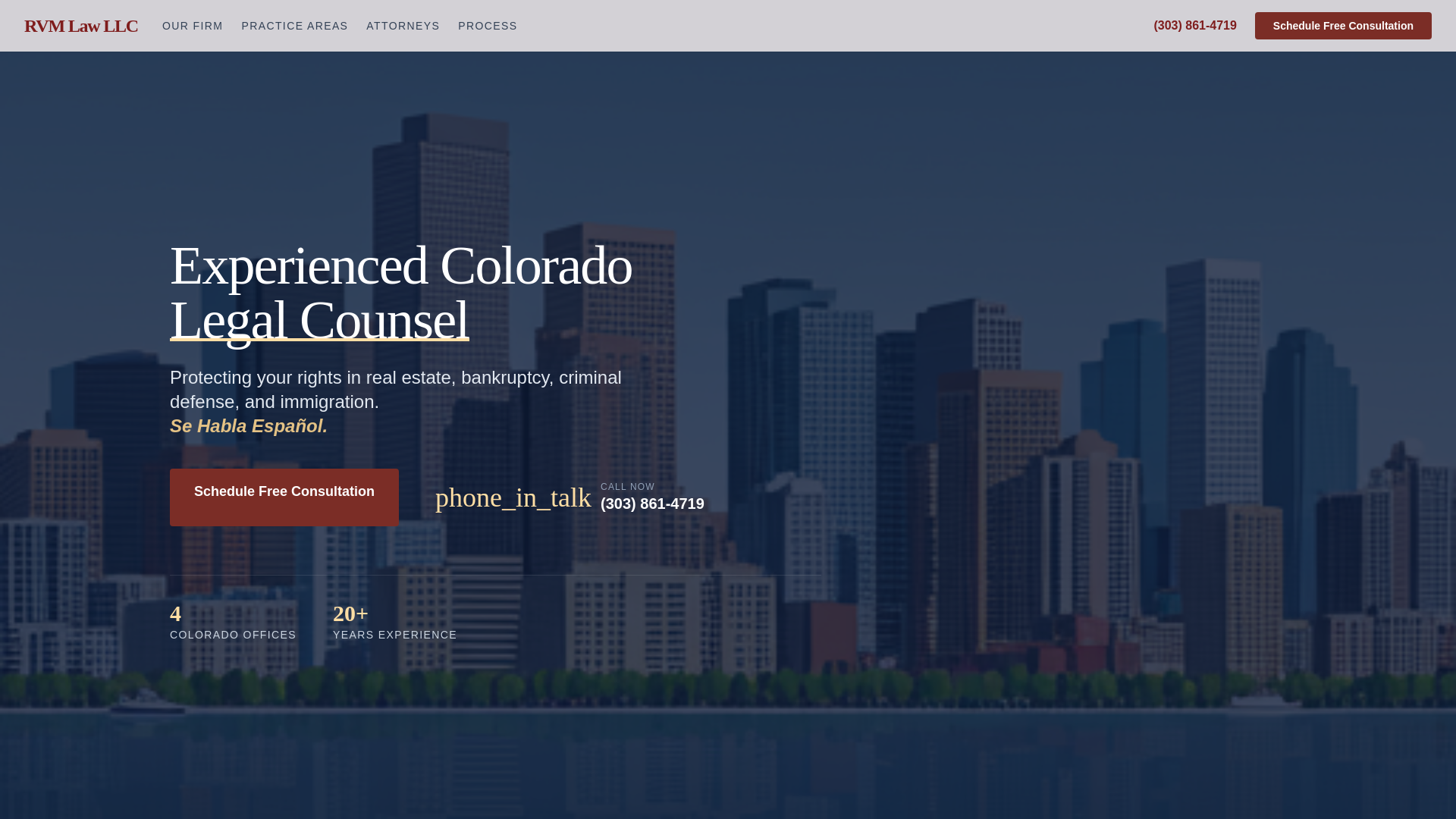 website screenshot of https://rvmlaw-landing.pages.dev/