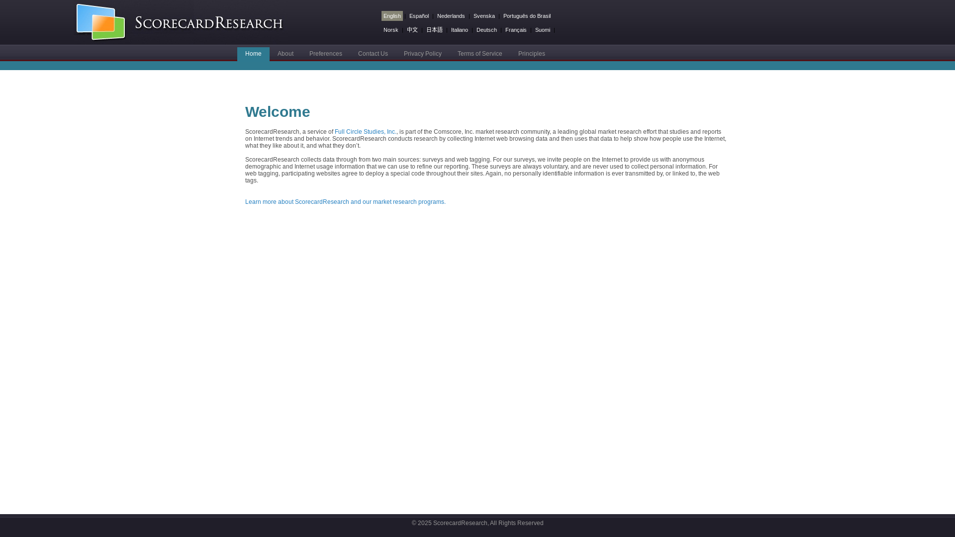 website screenshot of https://scorecardresearch.com