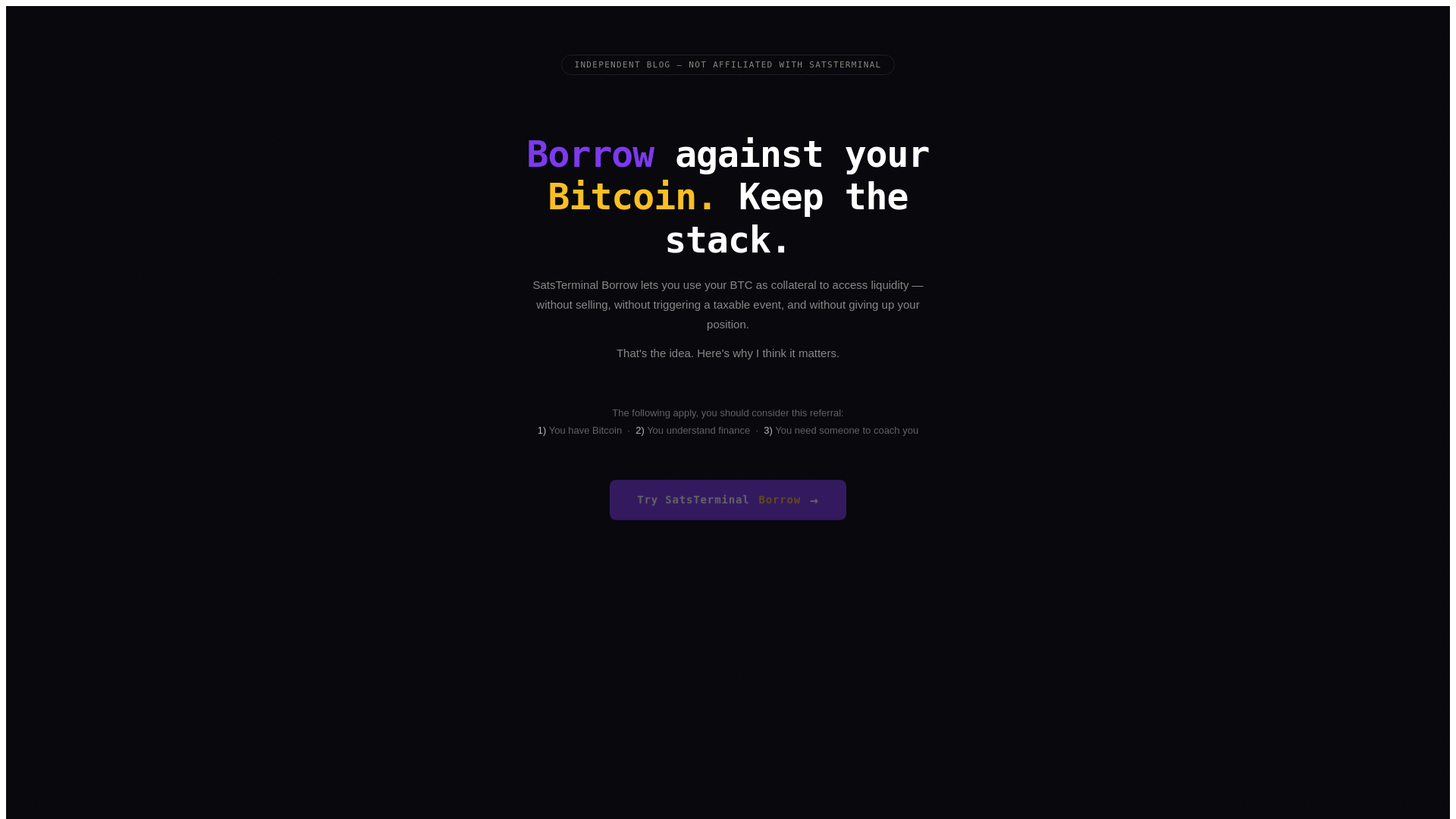 website screenshot of https://satsterminal.info/
